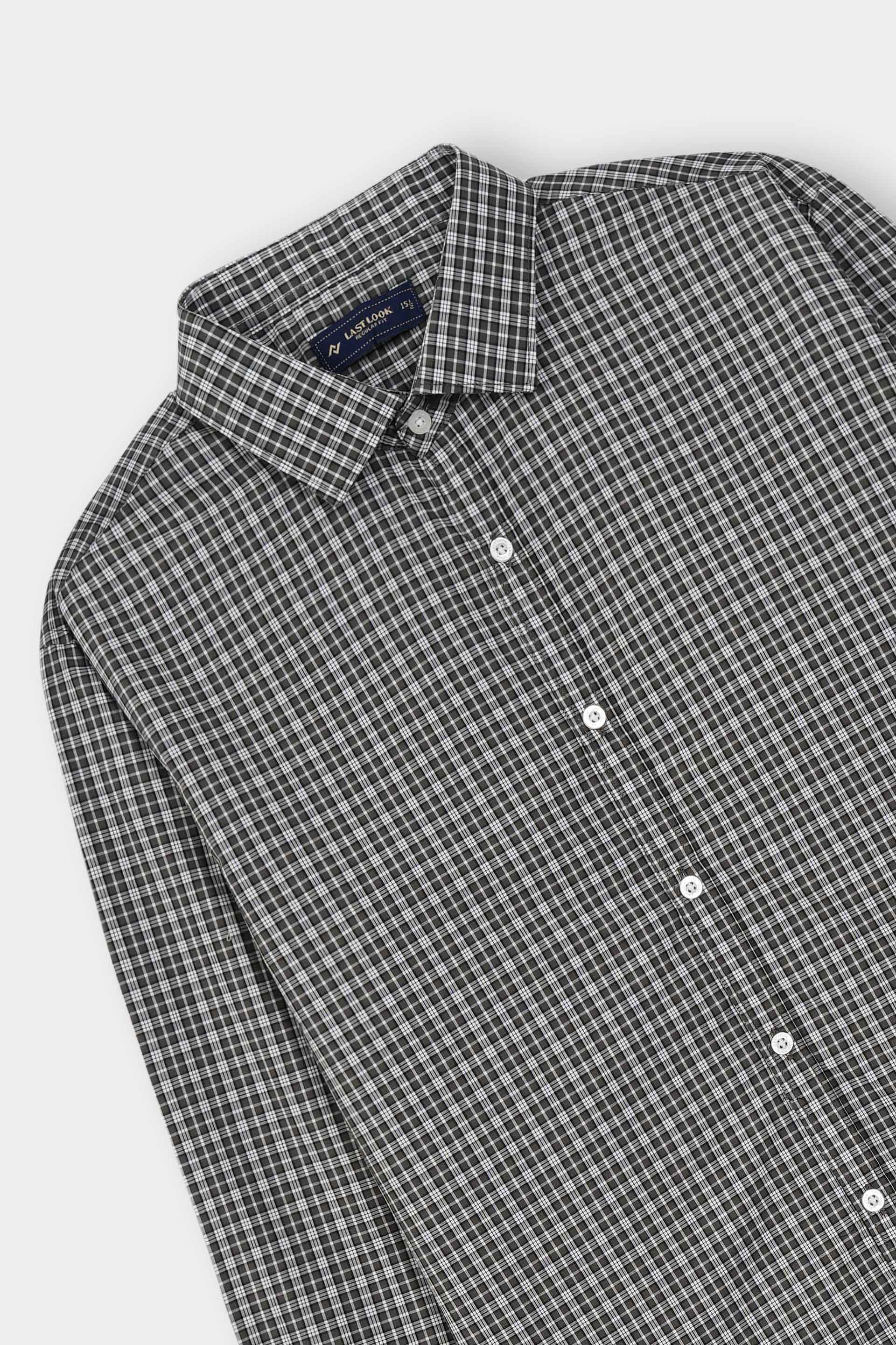Black Checked Dress Shirt Men