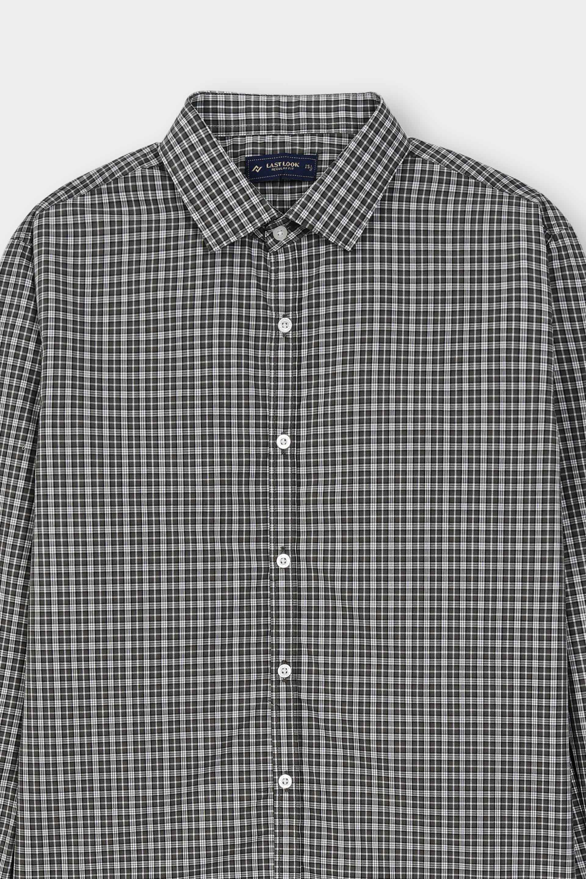 Black Checked Dress Shirt Men