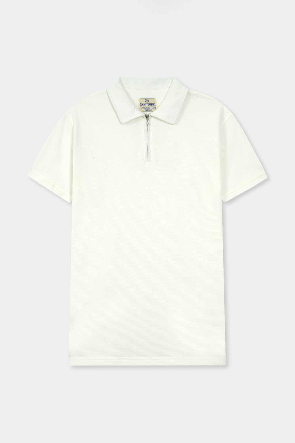 White Polo Zipper Mens Shirt