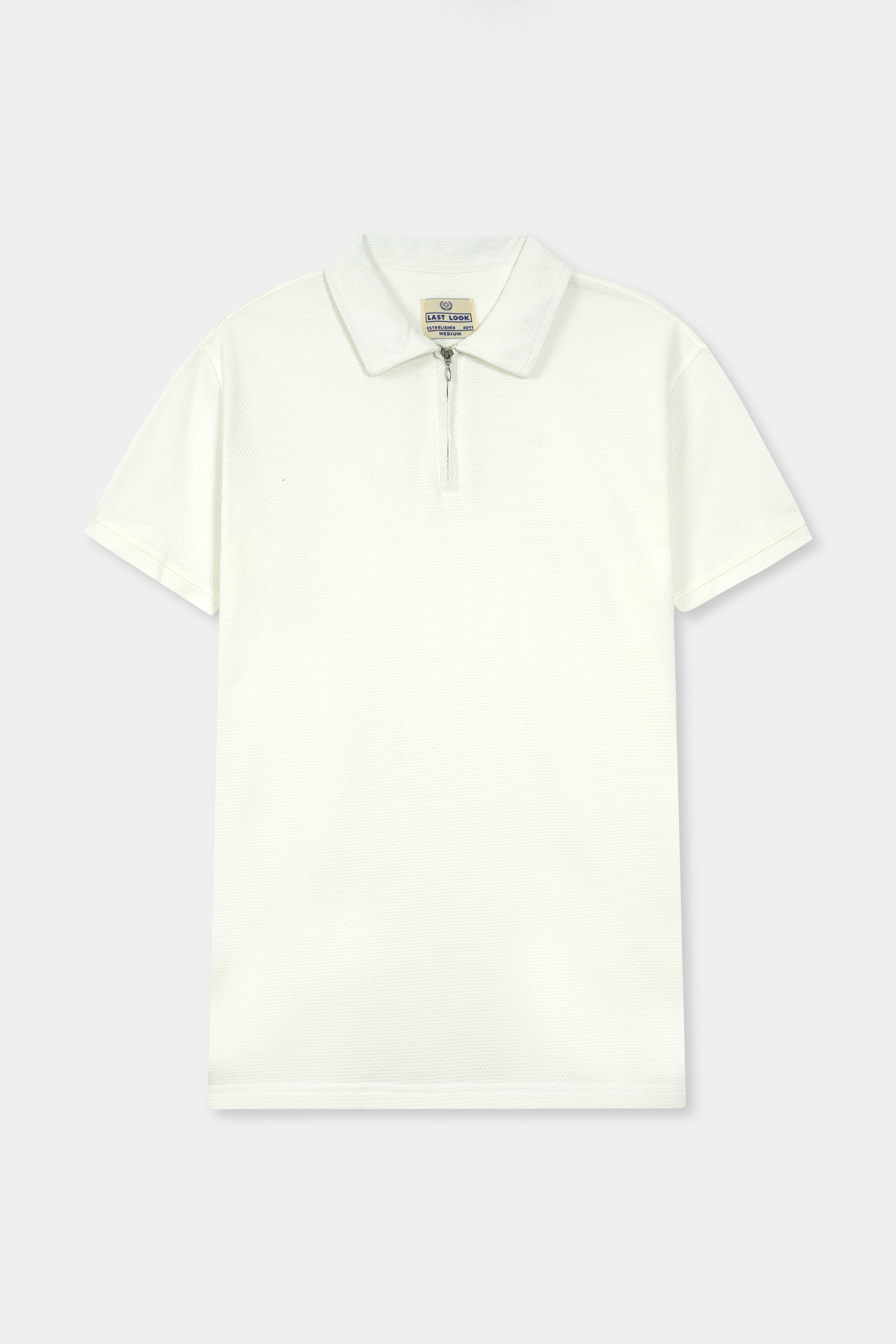White Polo Zipper Mens Shirt