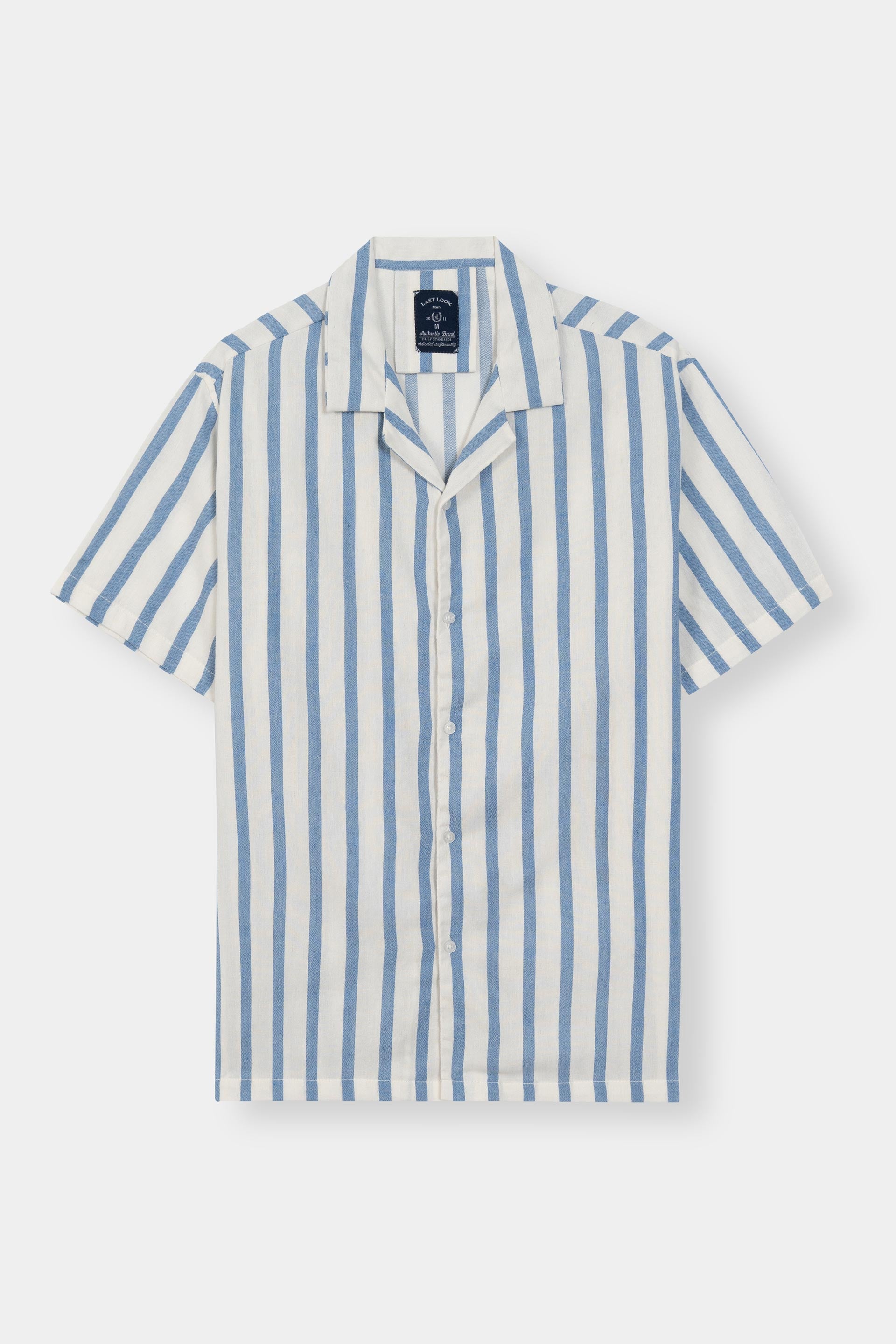 Blue Striped Coat Collar Shirt Men