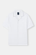 White Textured Coat Collar Shirt