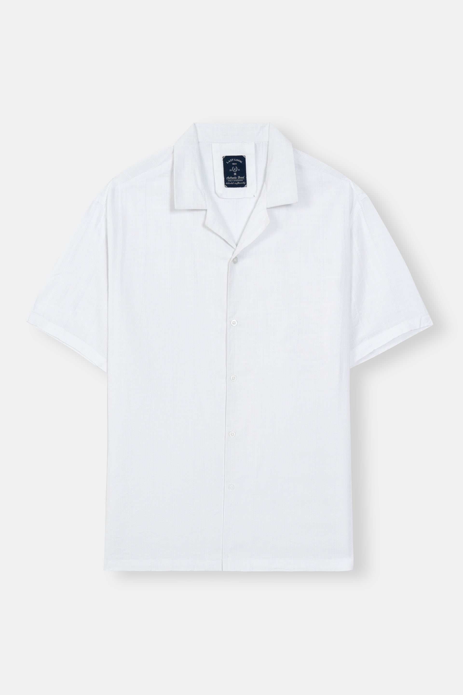 White Textured Coat Collar Shirt