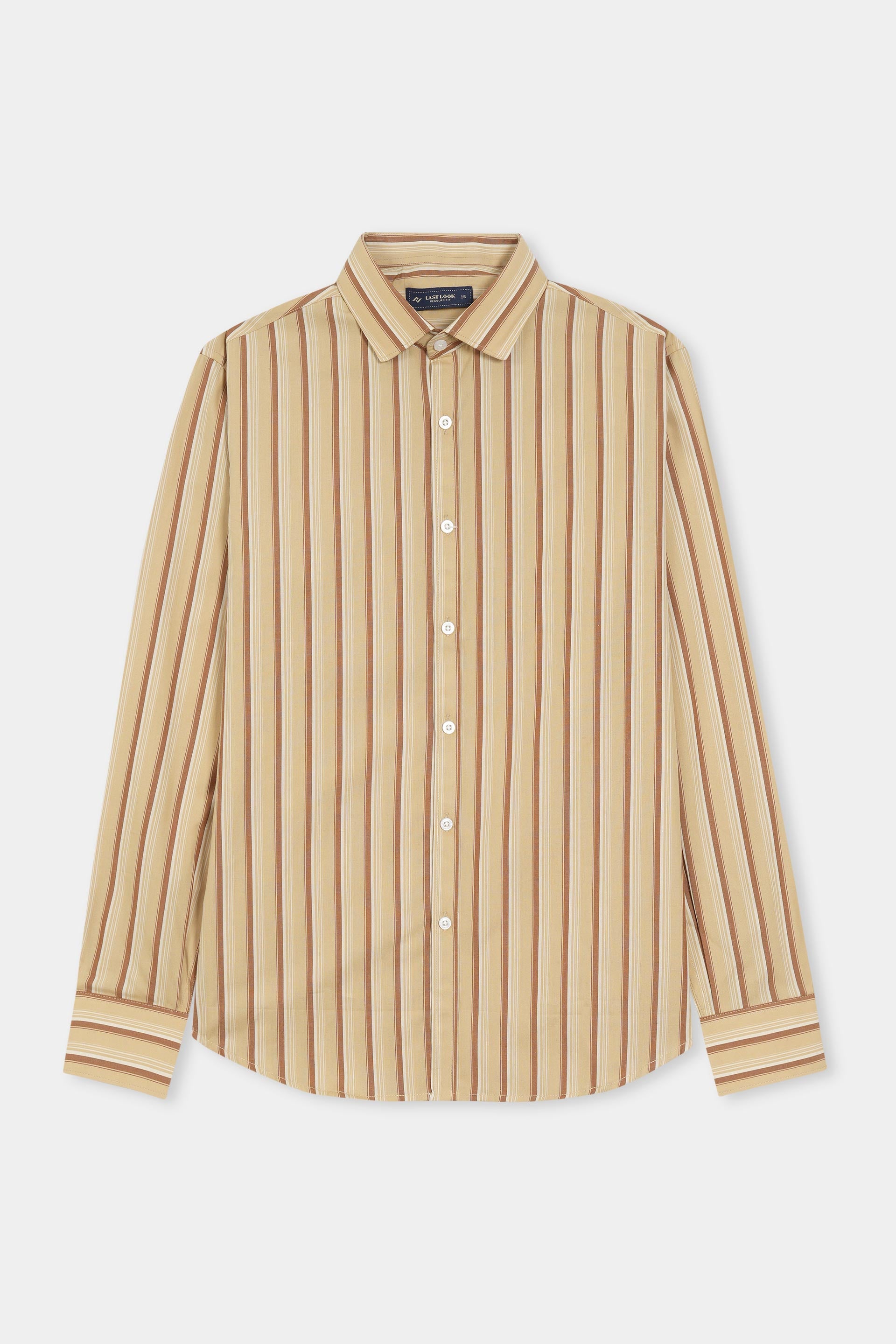 Brown Striped Dress Shirt Men