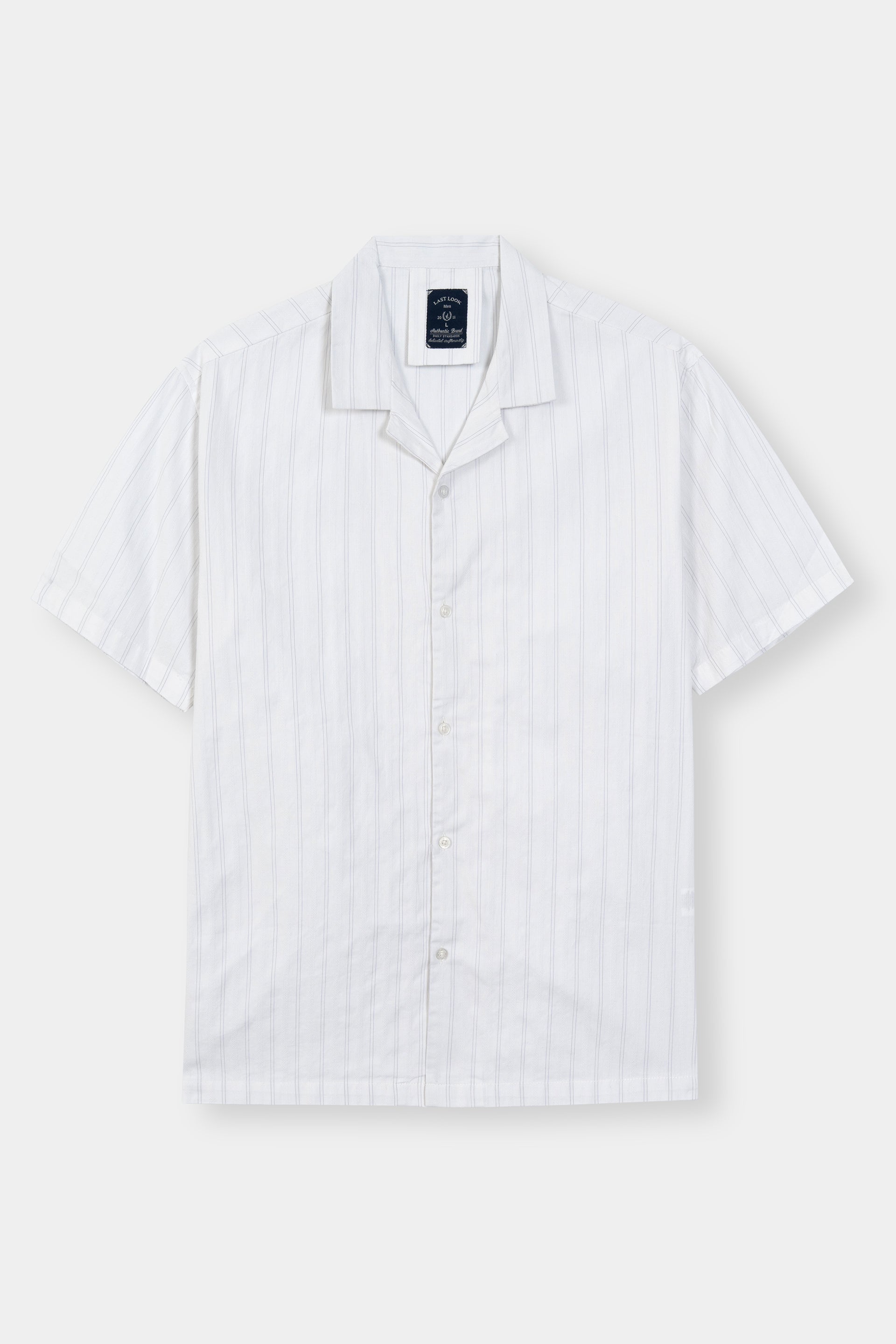 White Coat  Collar Causal Shirt Men