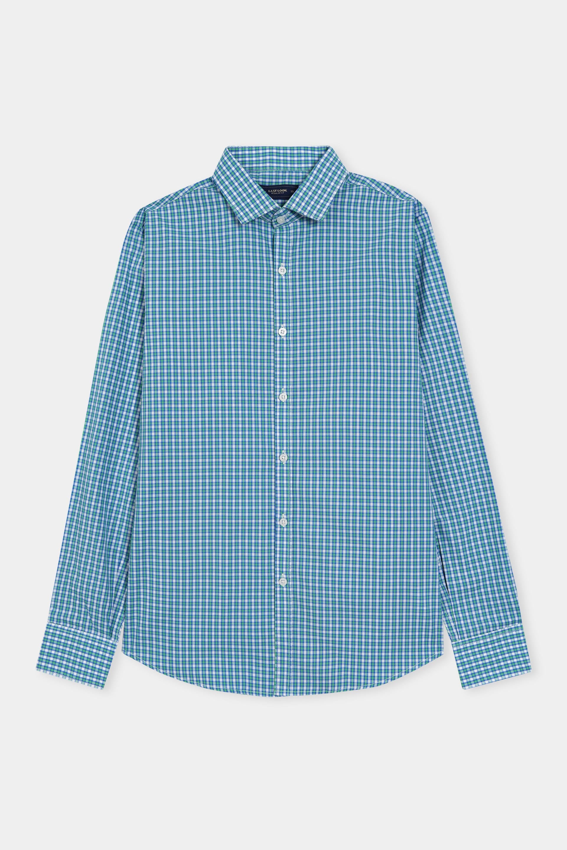Blue & Green Striped Dress Shirt Men