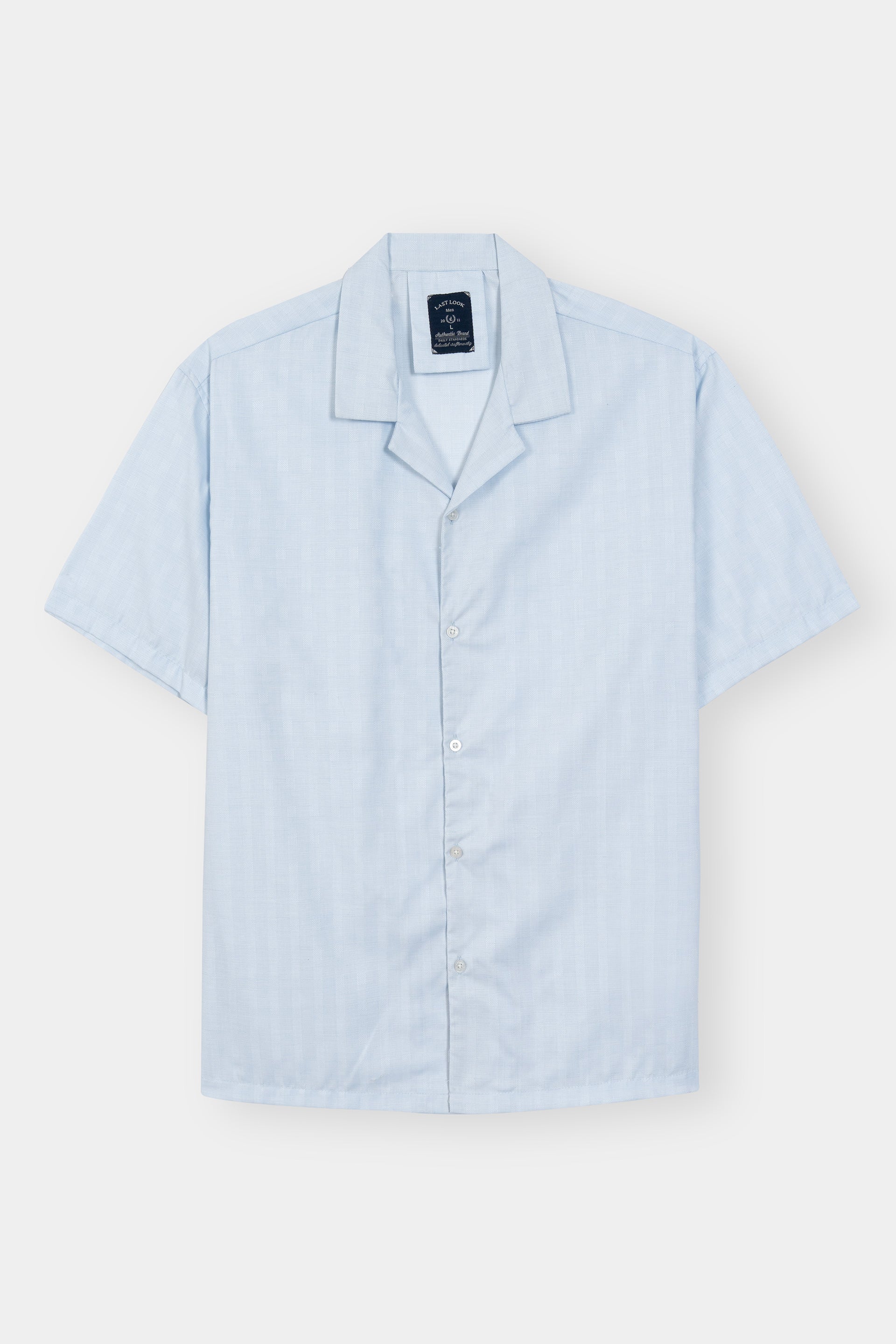 Sky Blue Coat Collar Shirt Men