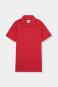 Red Zipper Polo Men