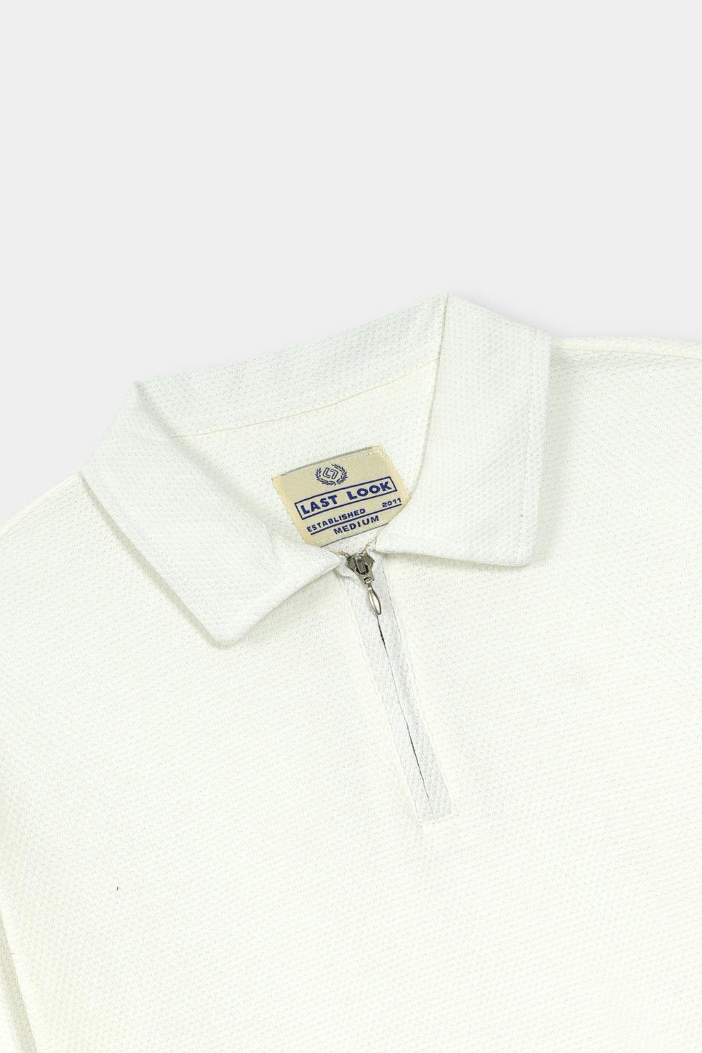 White Polo Zipper Mens Shirt