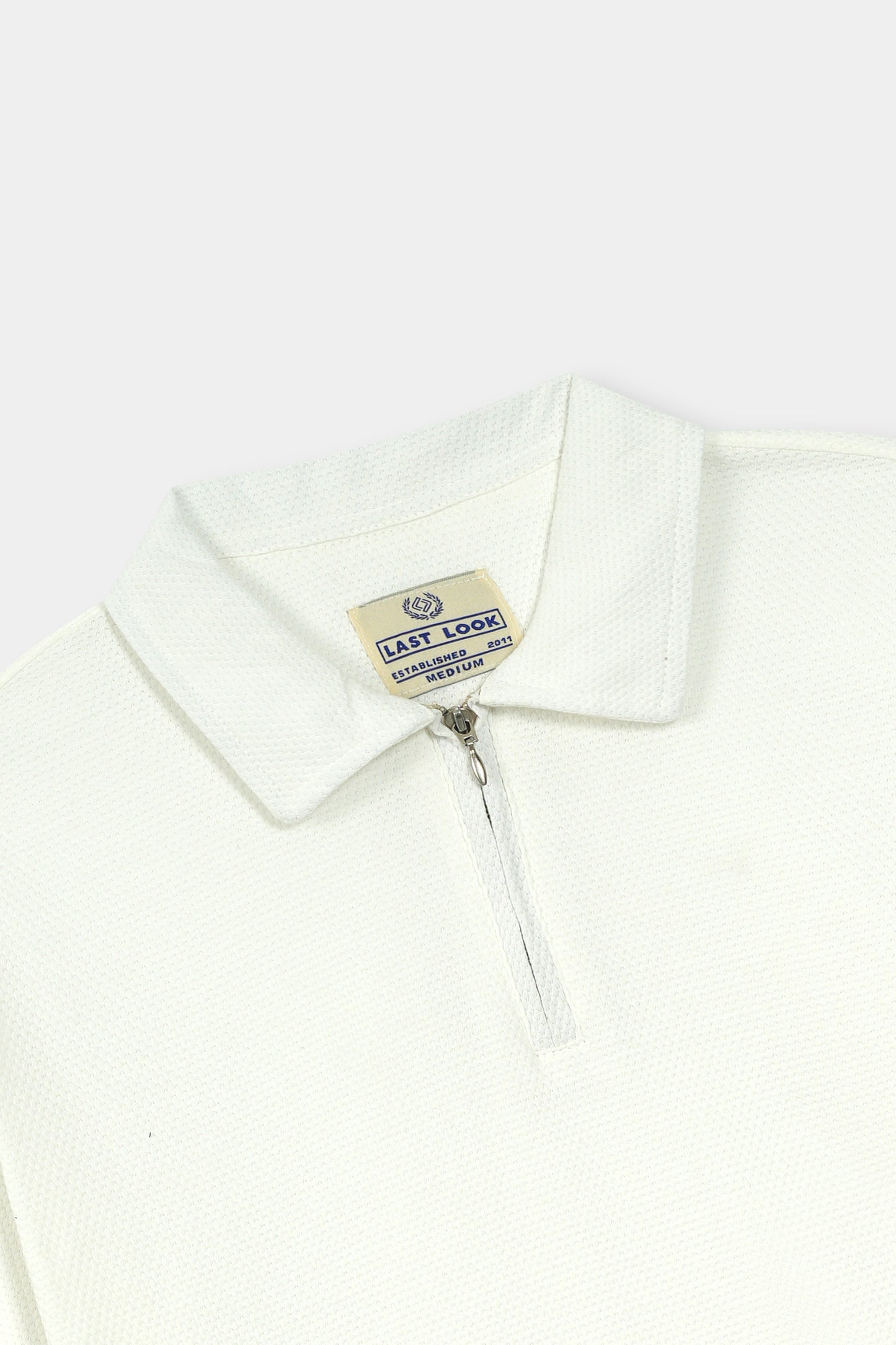 White Polo Zipper Mens Shirt