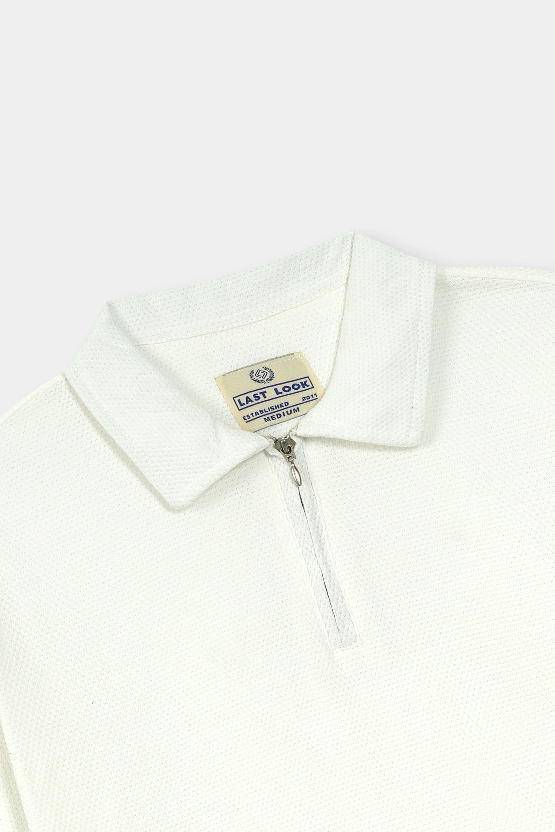 White Polo Zipper Mens Shirt