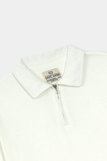 White Polo Zipper Mens Shirt