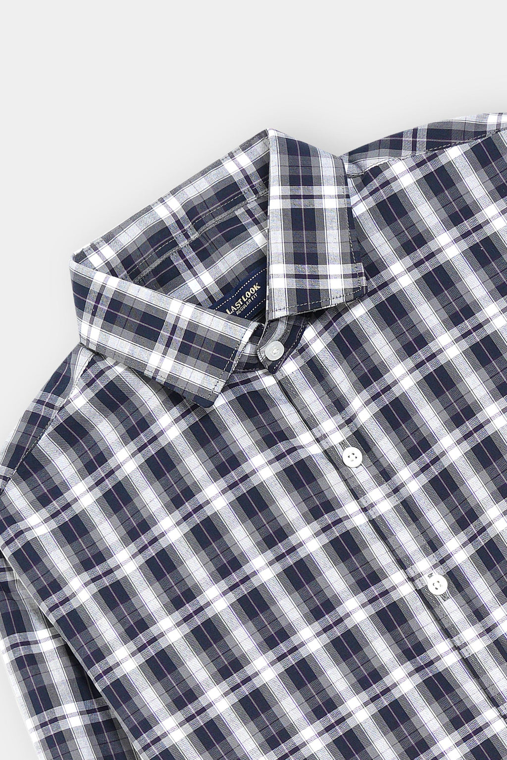 Black & White Checked Dress Shirt Men