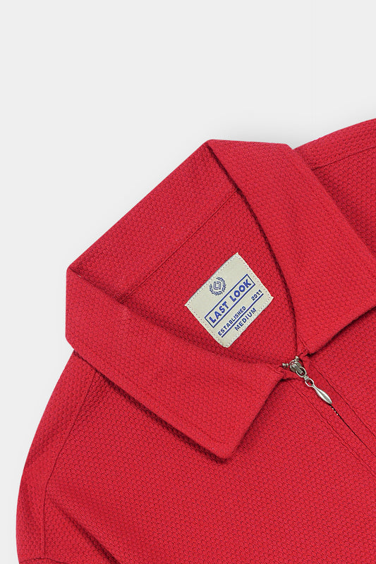 Red Zipper Polo Men