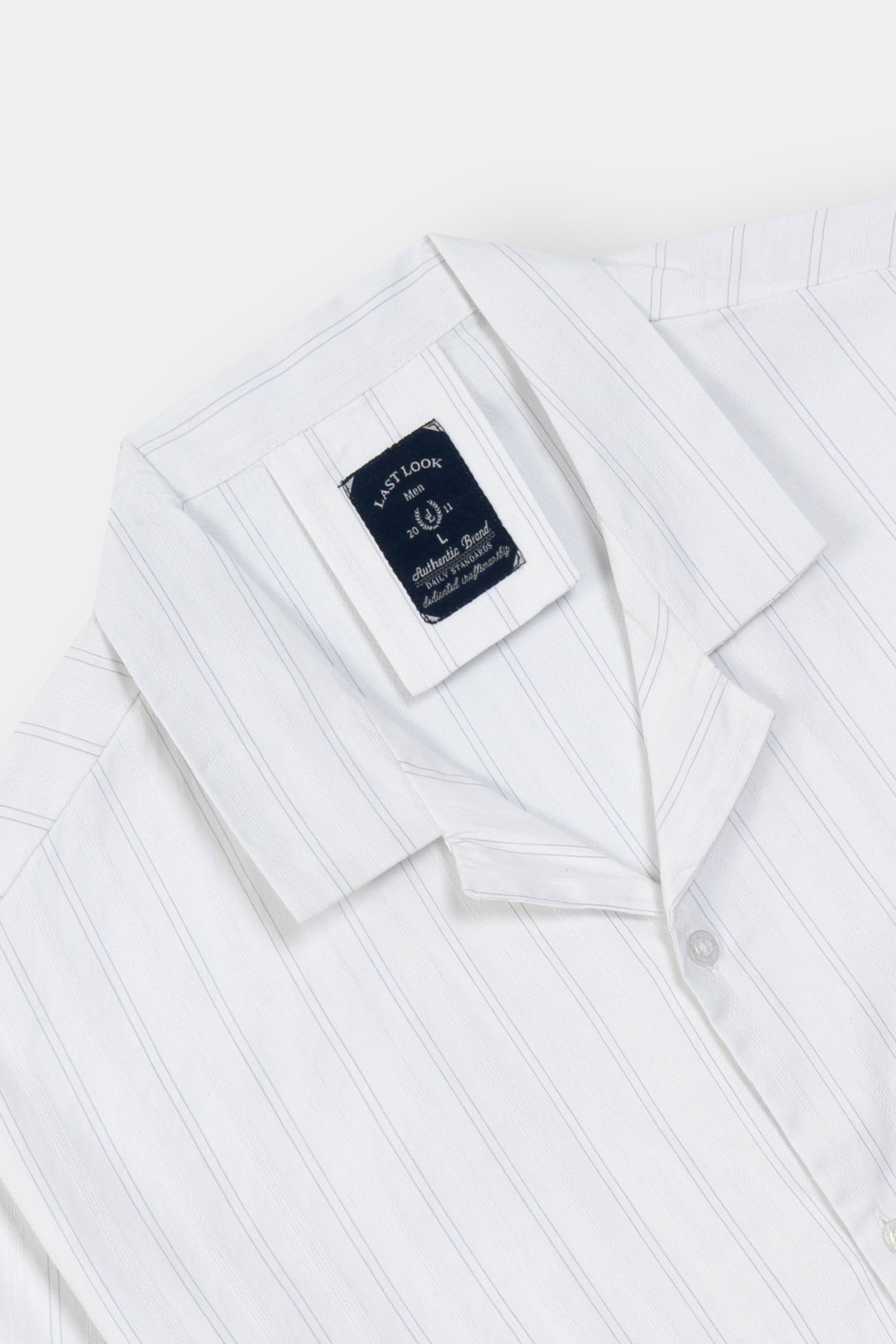 White Coat  Collar Causal Shirt Men