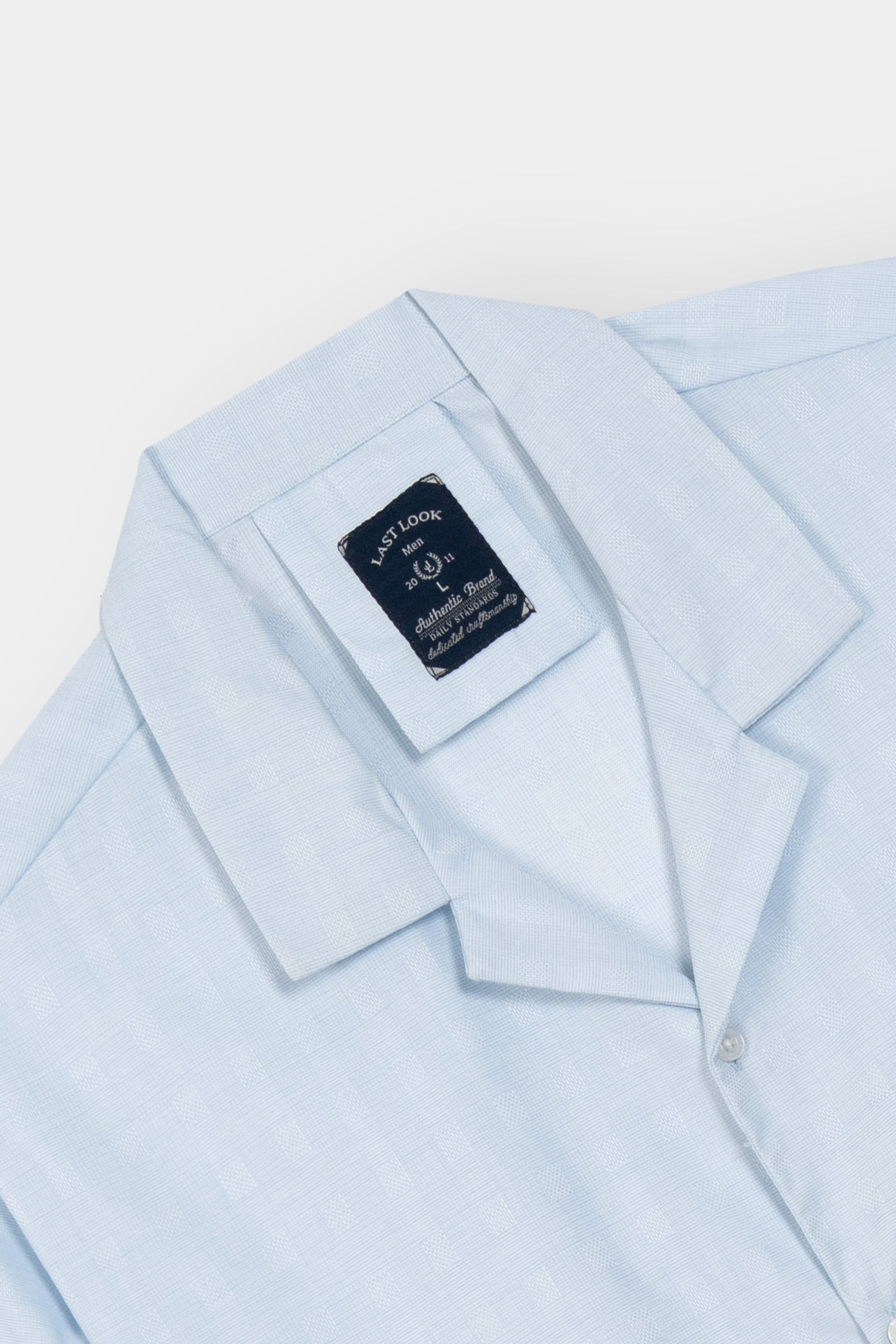 Sky Blue Coat Collar Shirt Men