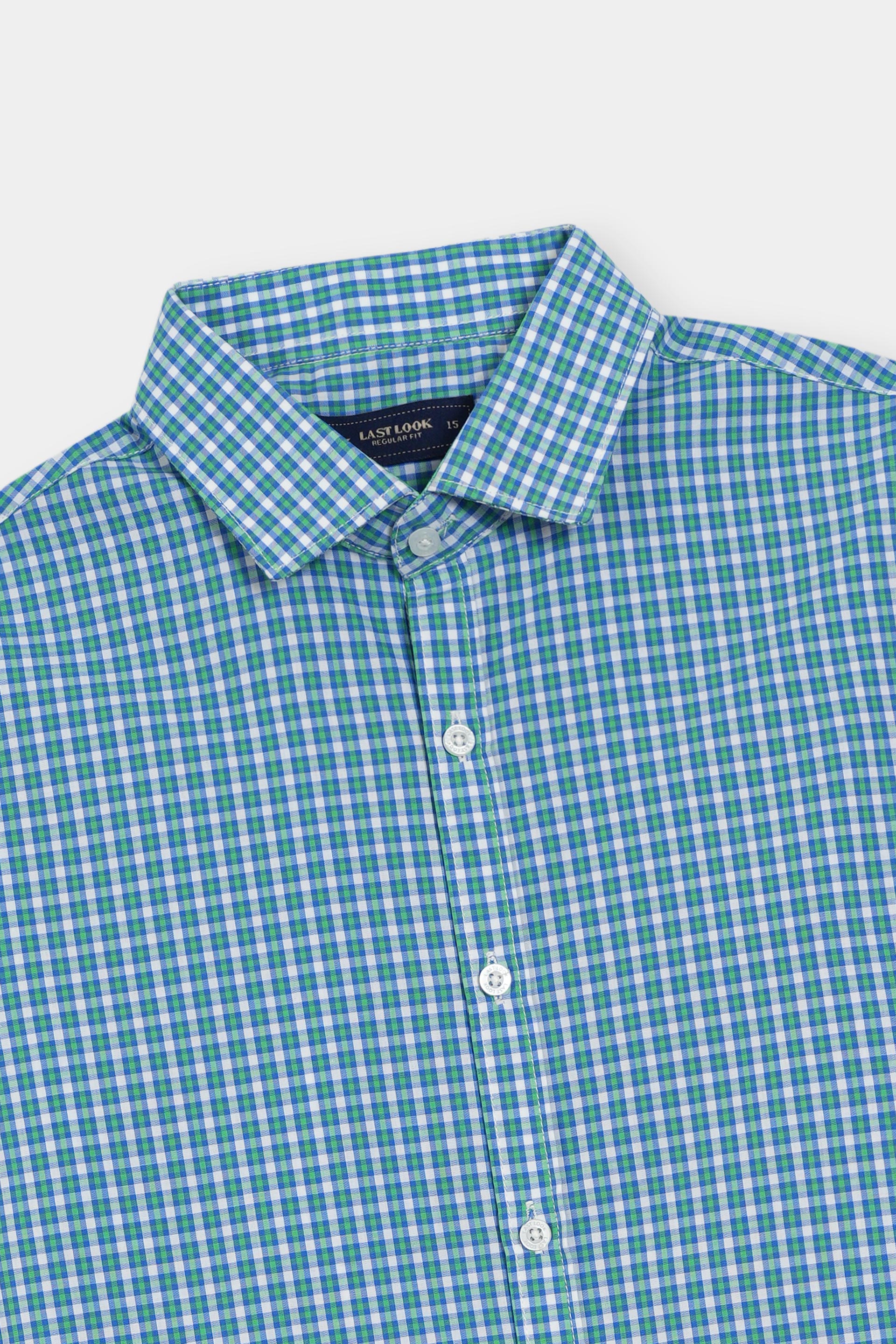 Blue & Green Striped Dress Shirt Men