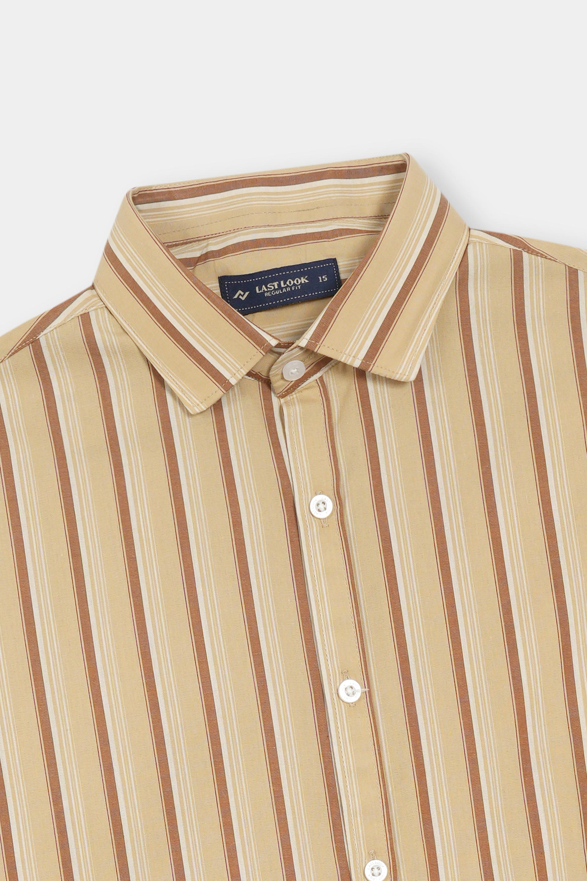 Brown Striped Dress Shirt Men
