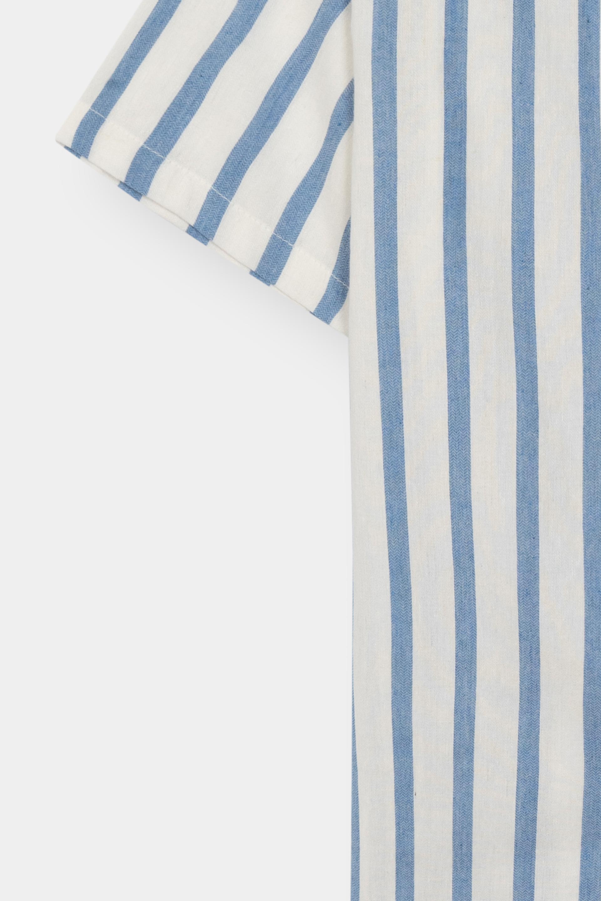 Blue Striped Coat Collar Shirt Men