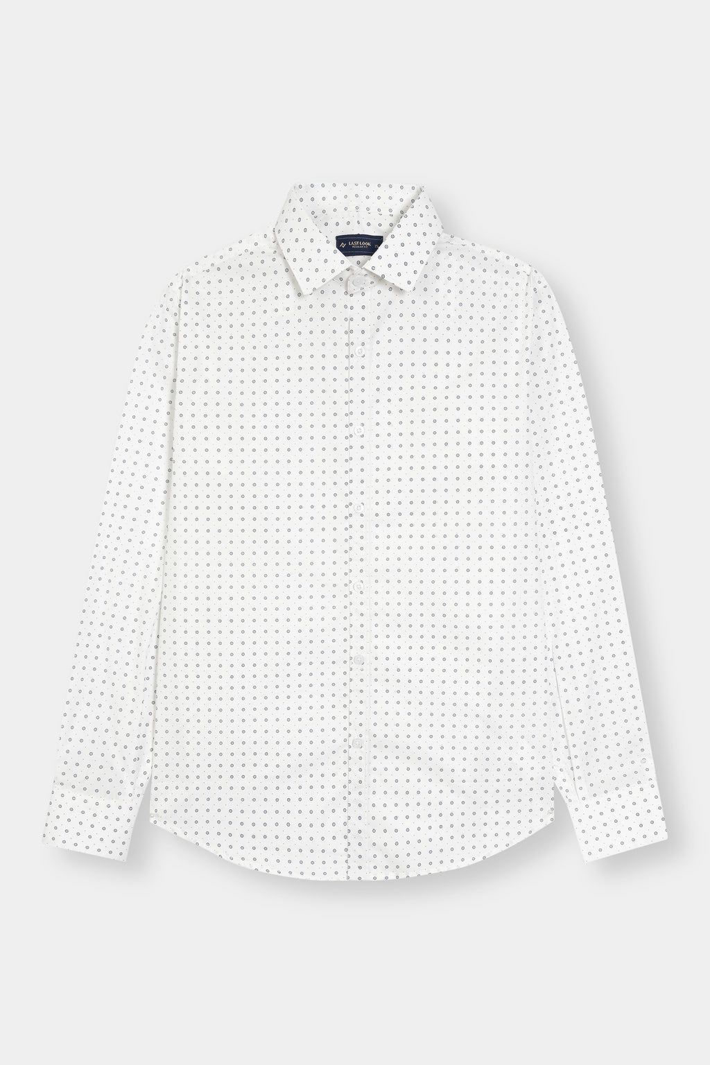 Black Dotted White Dress Shirt Men