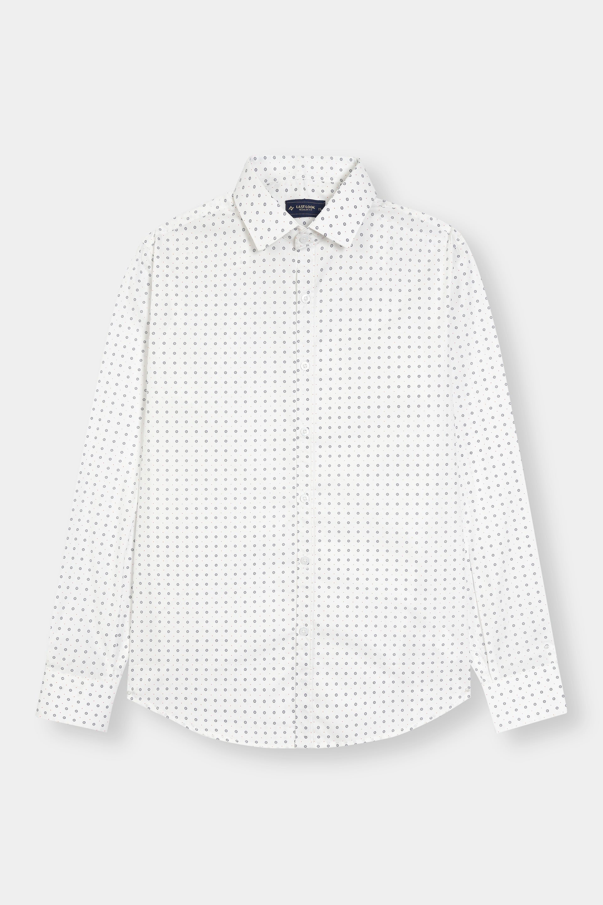 Black Dotted White Dress Shirt Men