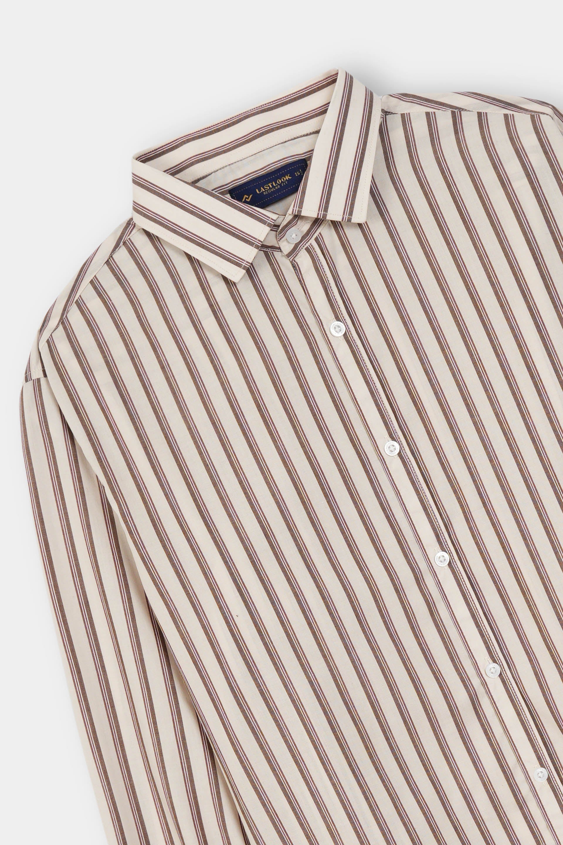 Brown Stripes Dress Shirt Men