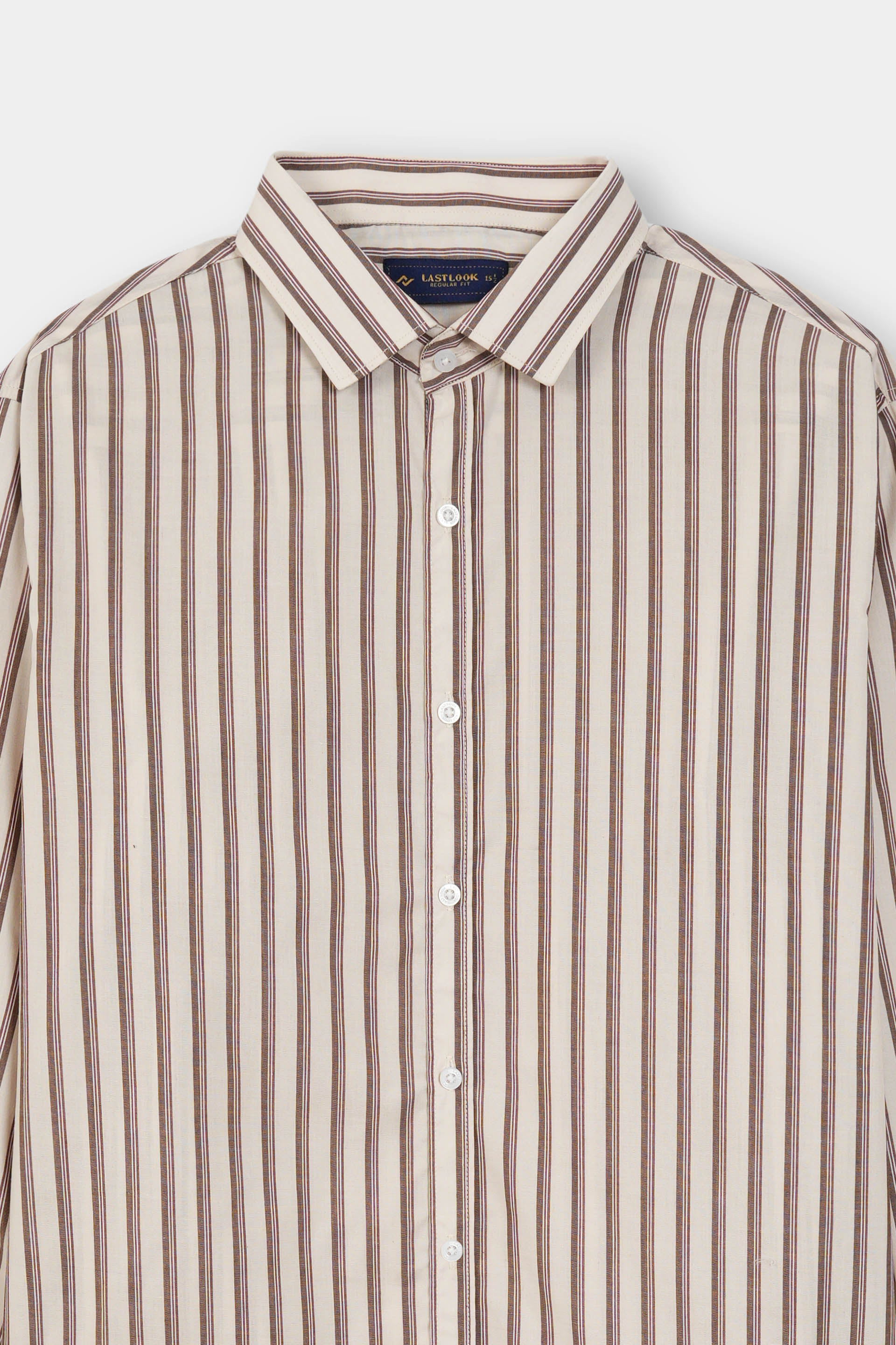 Brown Stripes Dress Shirt Men