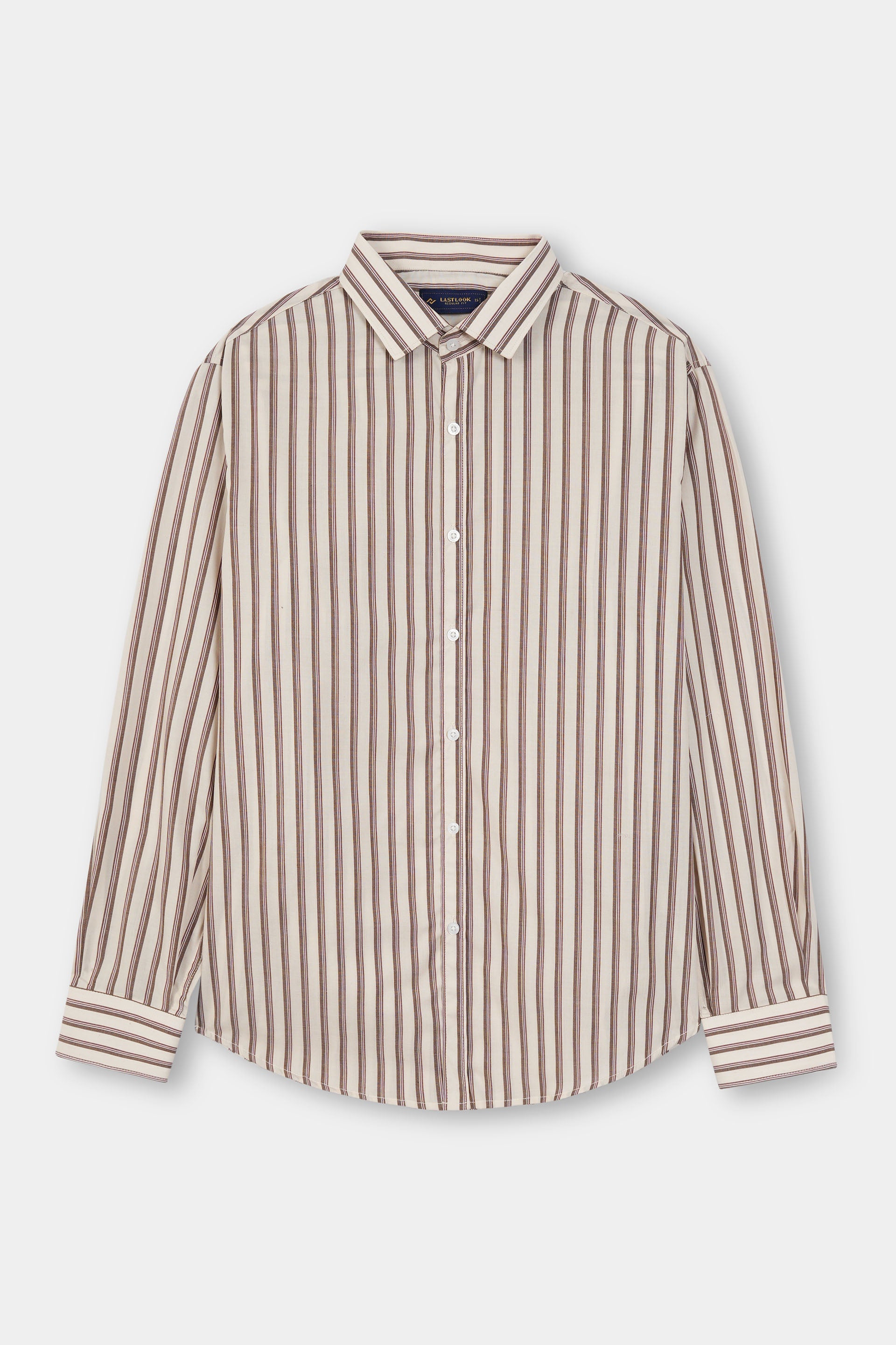 Brown Stripes Dress Shirt Men