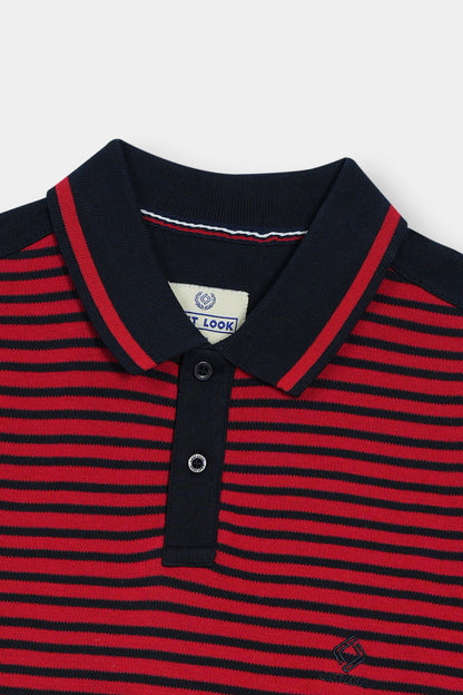 Red Striped Polo Shirt Men