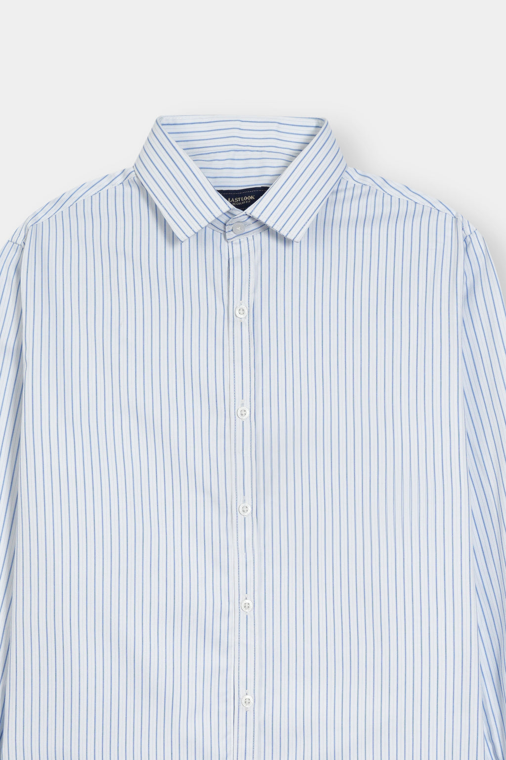 White with Blue Causal Dress Shirt Men