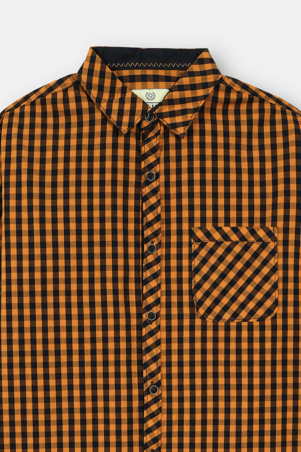 Yellow Checked Casual Dress Shirt Men