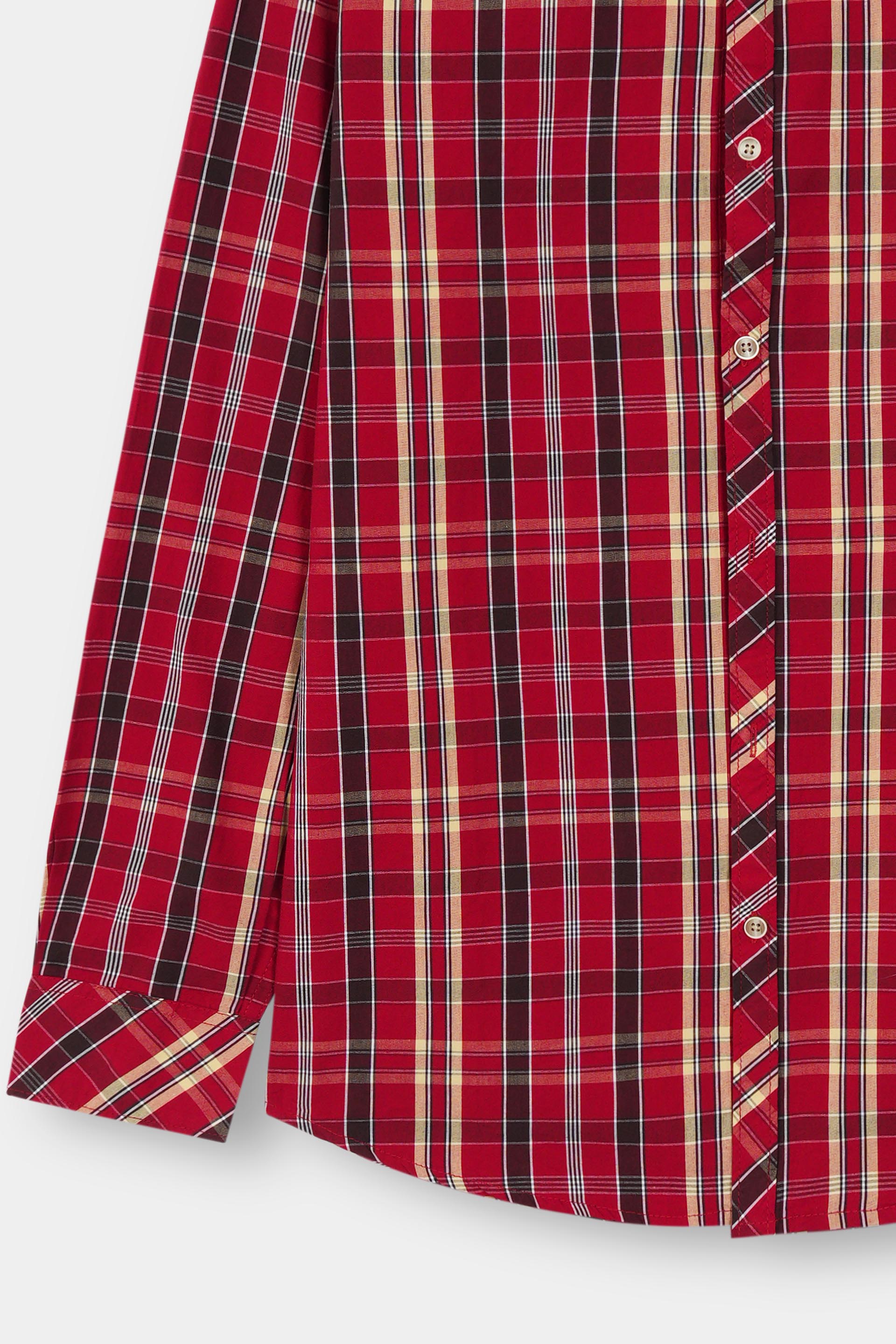 Red Causal Dress Shirt Men