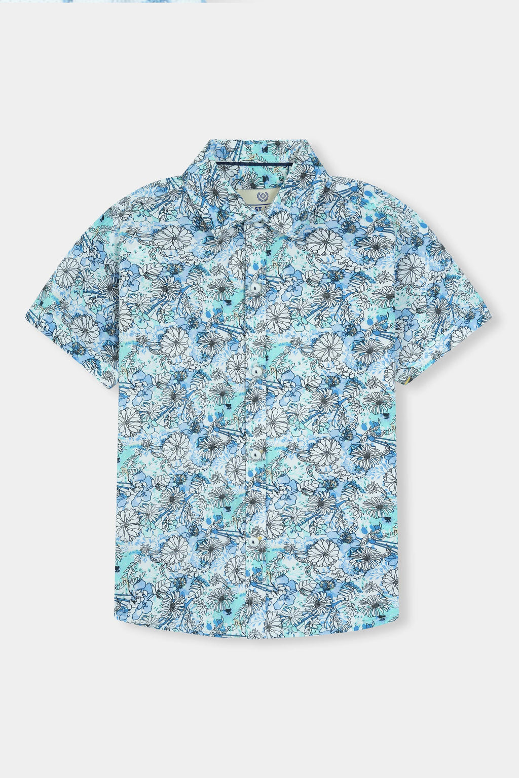 White Printed Casual Shirt Boys