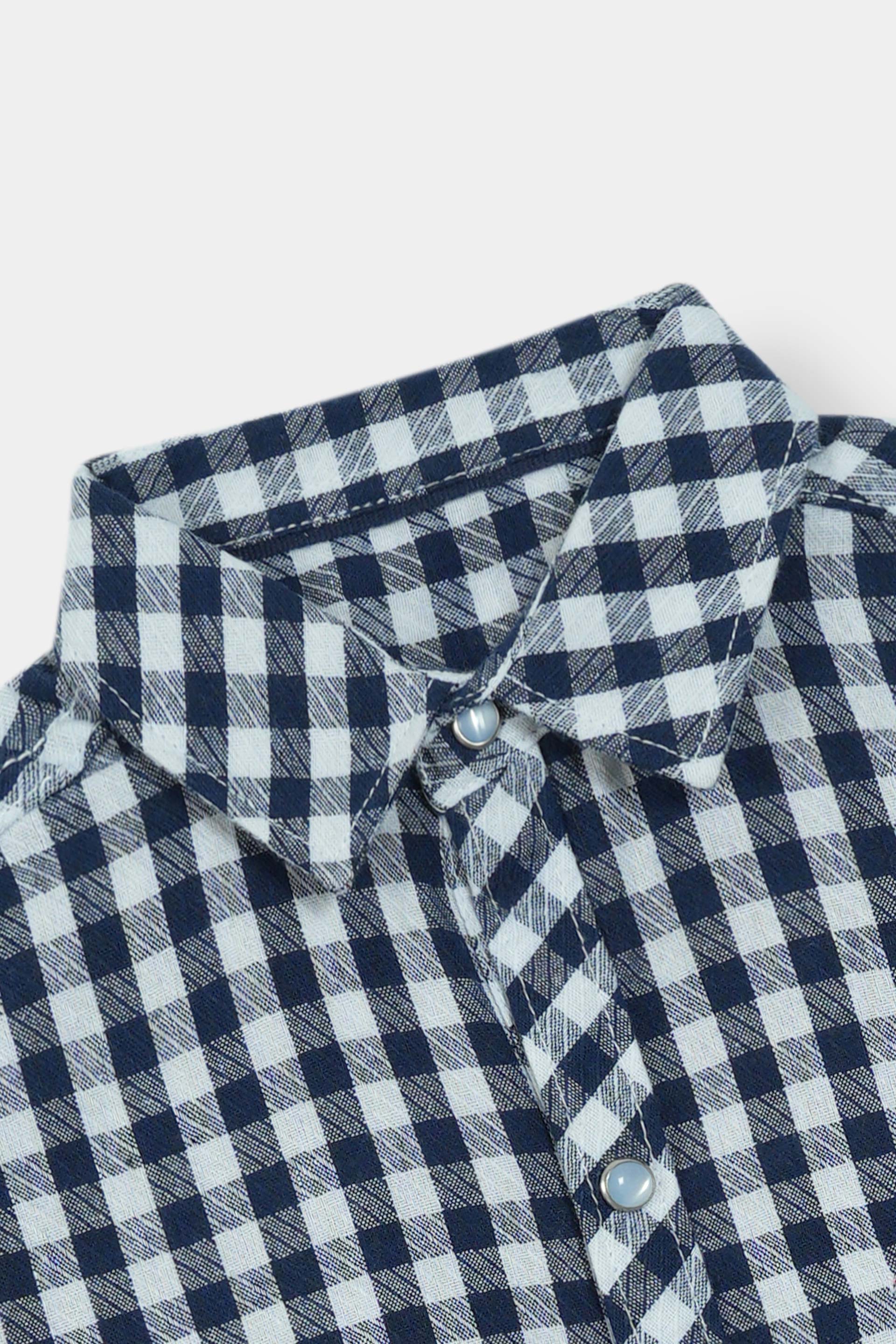 Navy Checked Casual Dress Shirt Boys