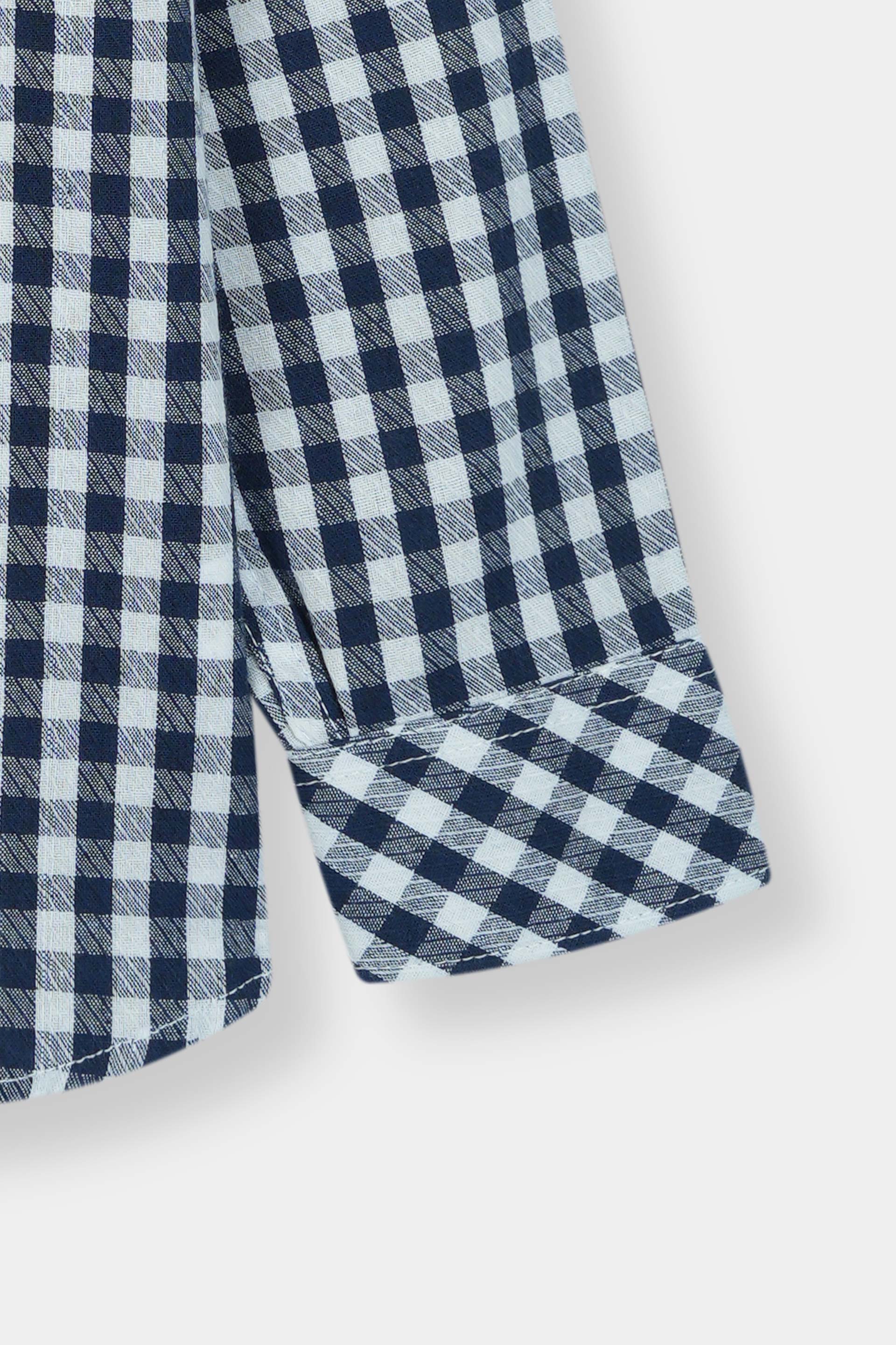 Navy Checked Casual Dress Shirt Boys