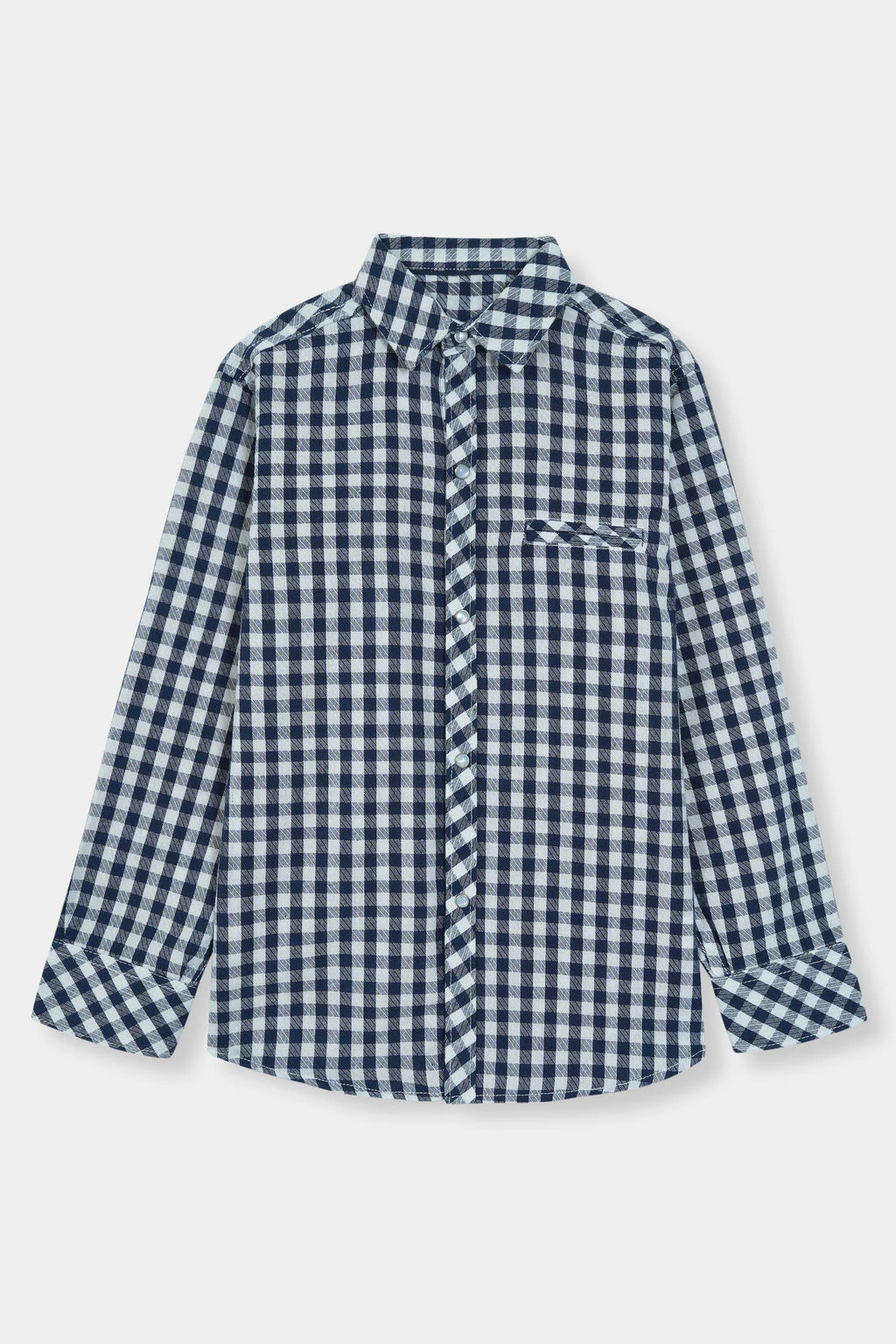 Navy Checked Casual Dress Shirt Boys