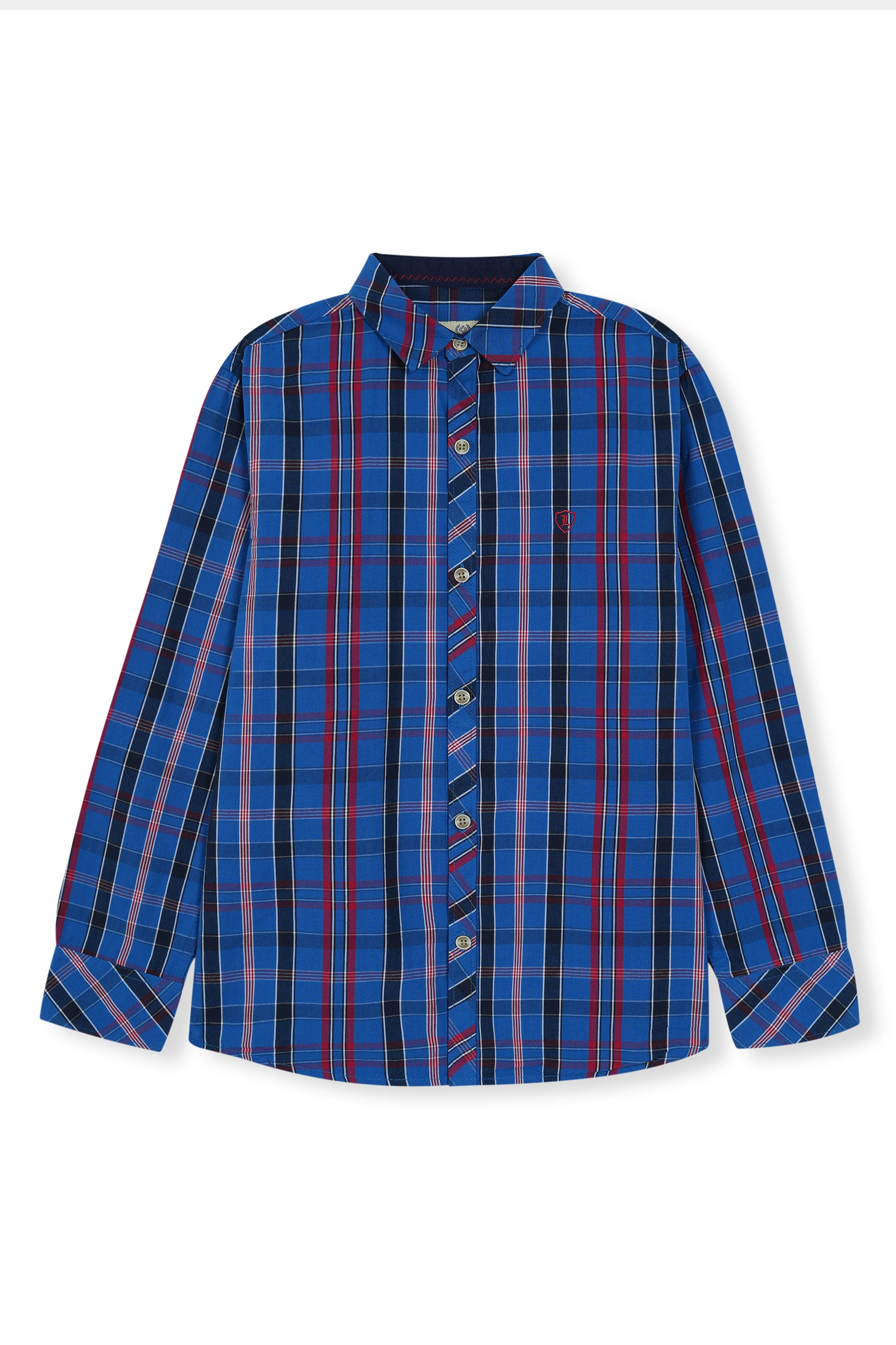 Blue Checked Casual Dress Shirt Boys