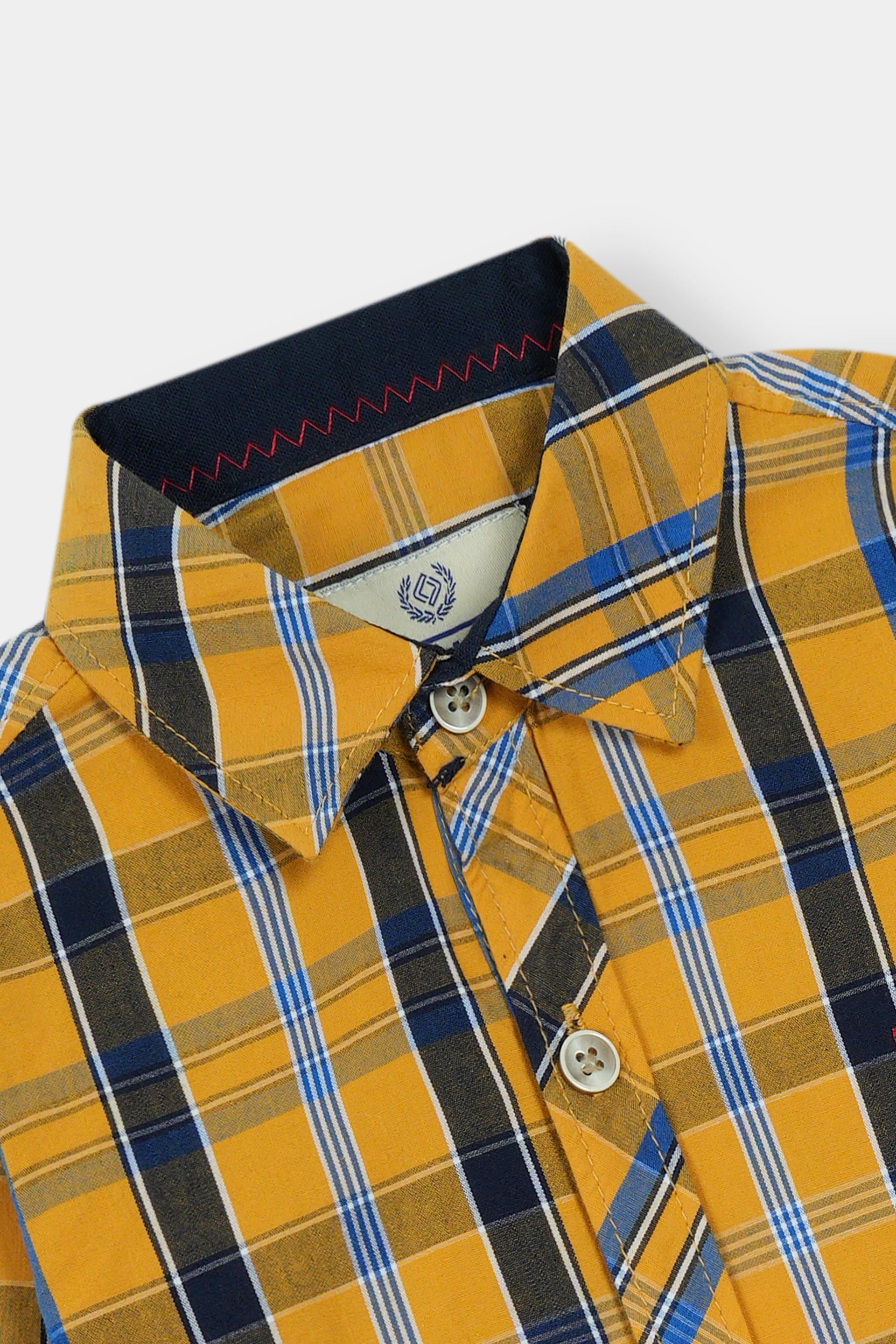 Yellow Checked Casual Dress Shirt Boys