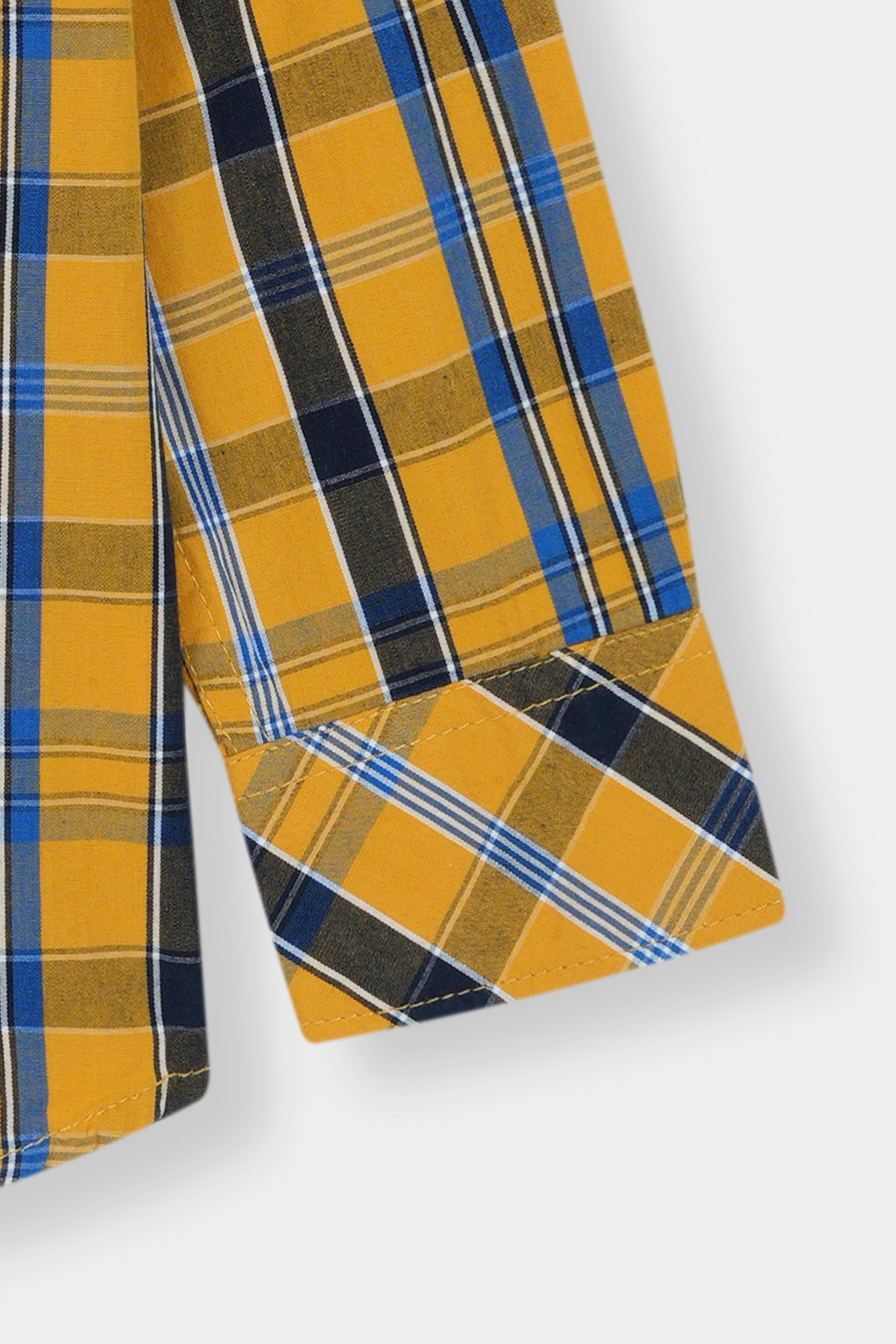 Yellow Checked Casual Dress Shirt Boys
