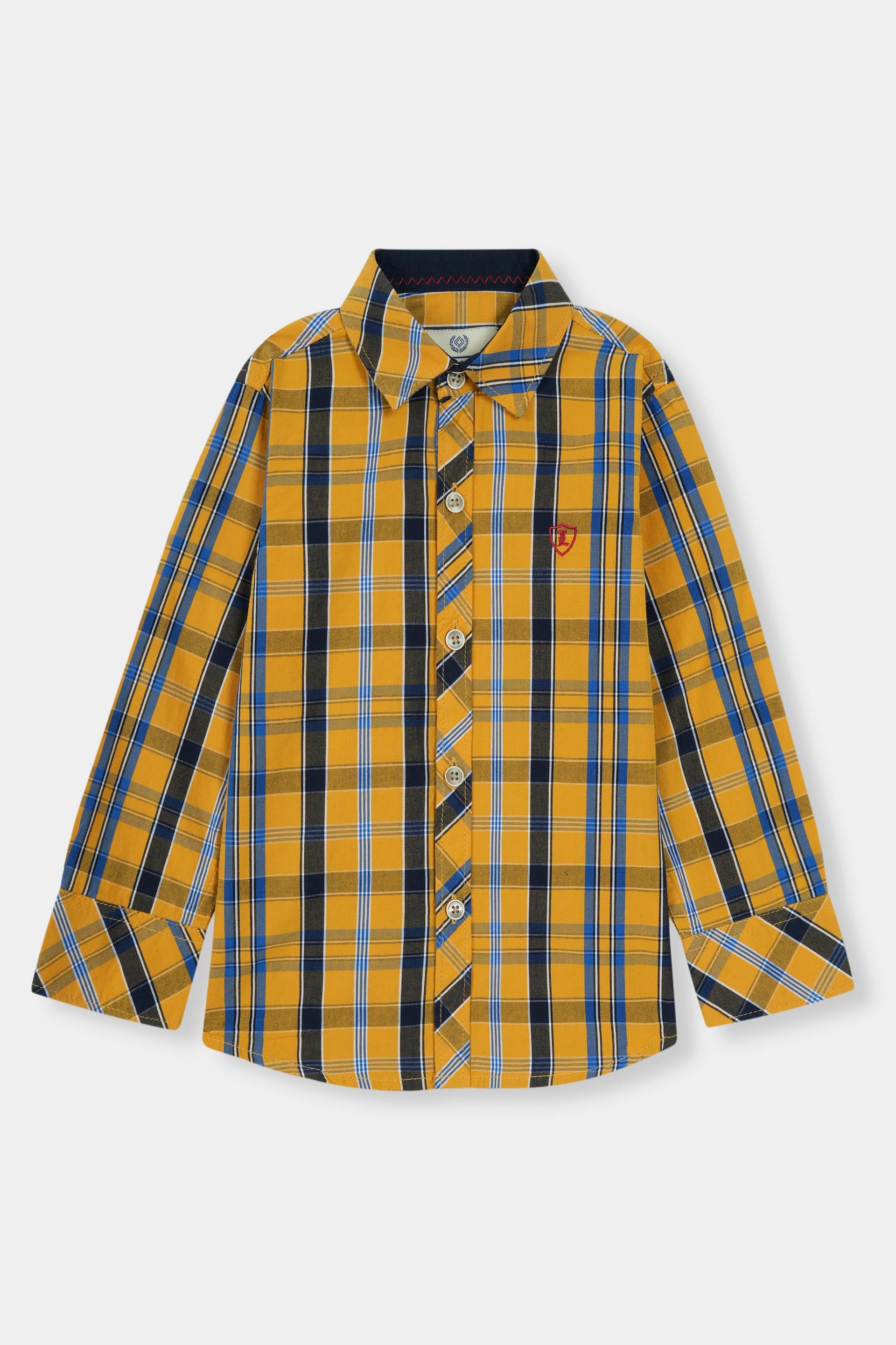 Yellow Checked Casual Dress Shirt Boys