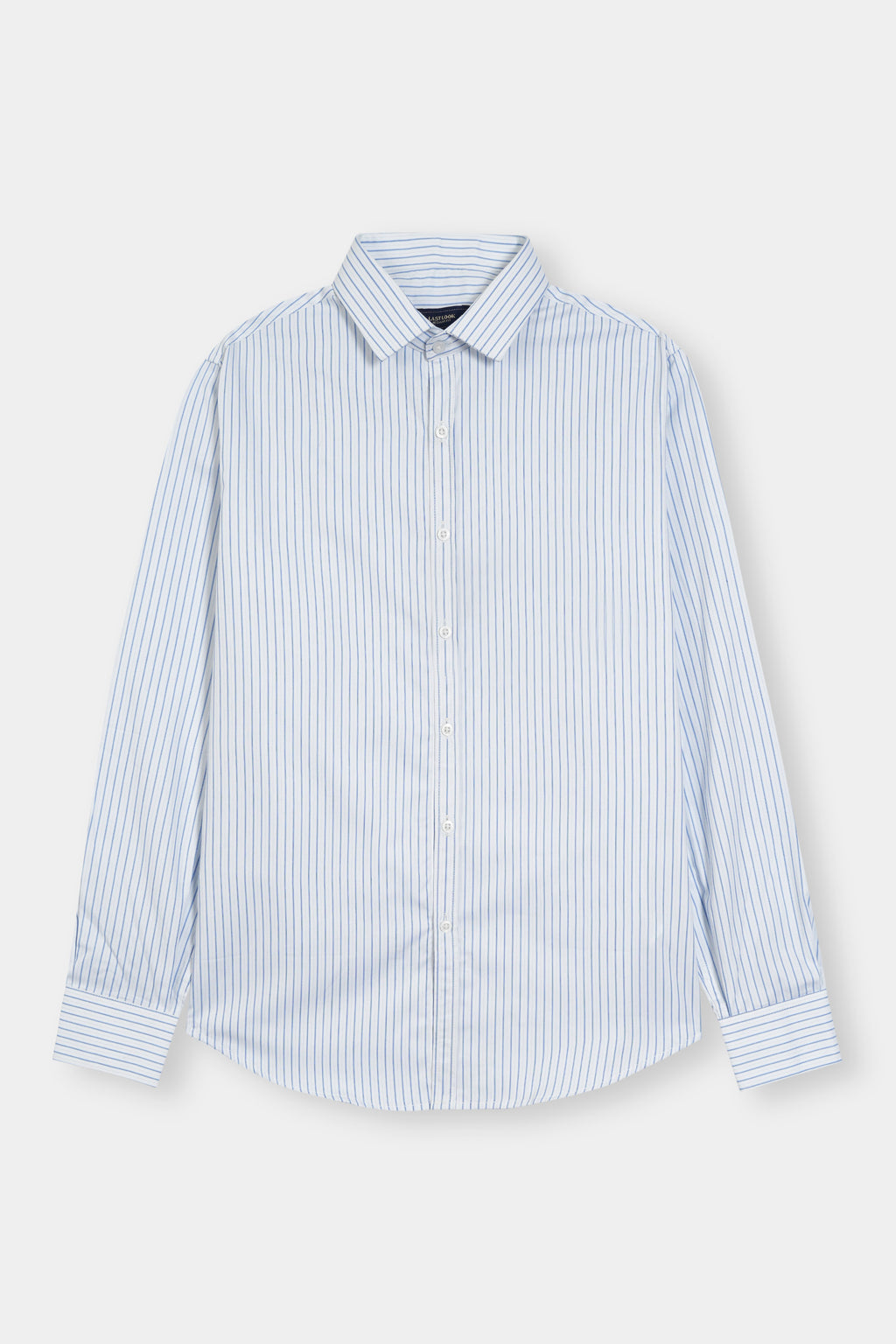 White with Blue Causal Dress Shirt Men