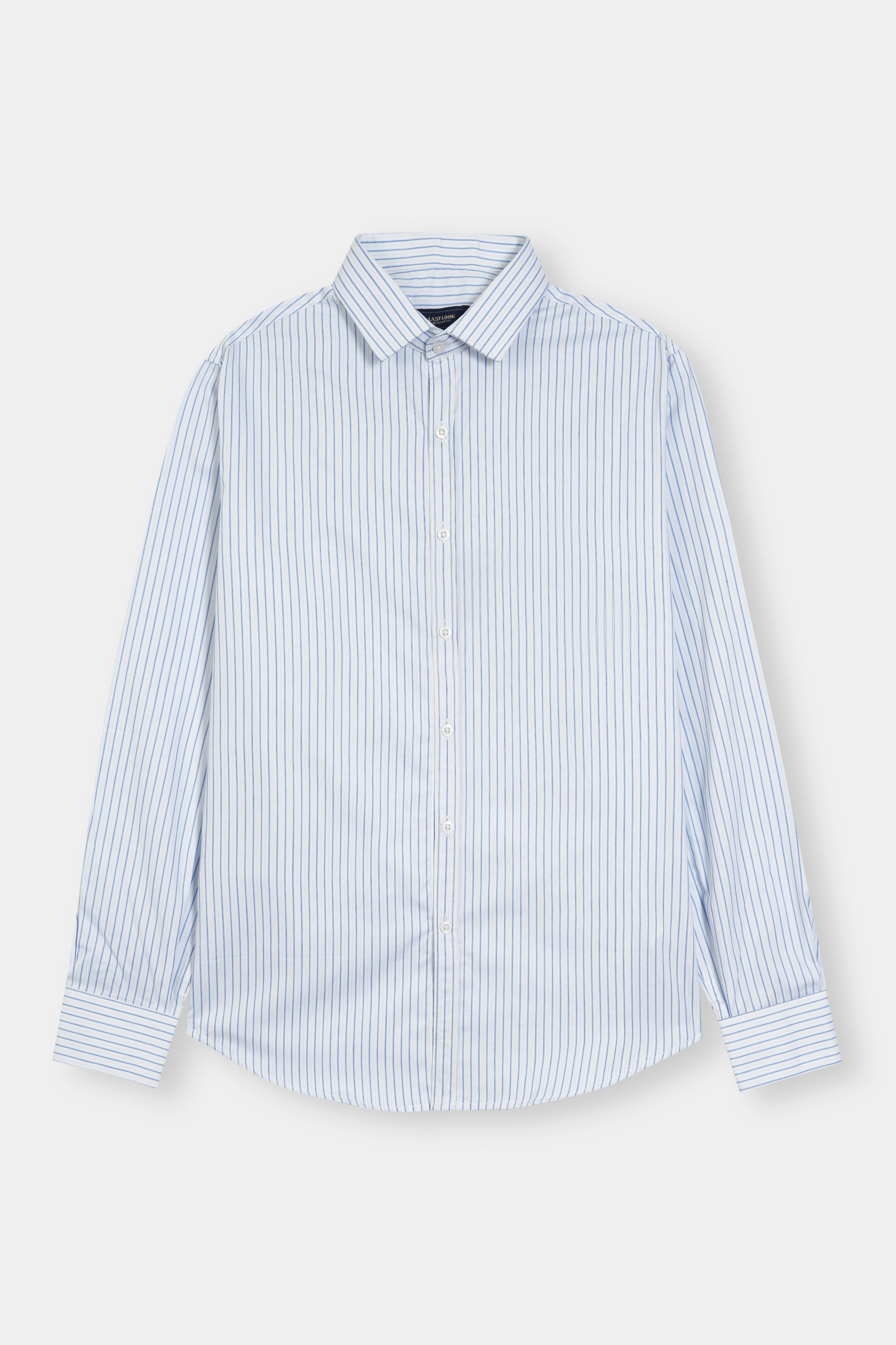 White with Blue Causal Dress Shirt Men