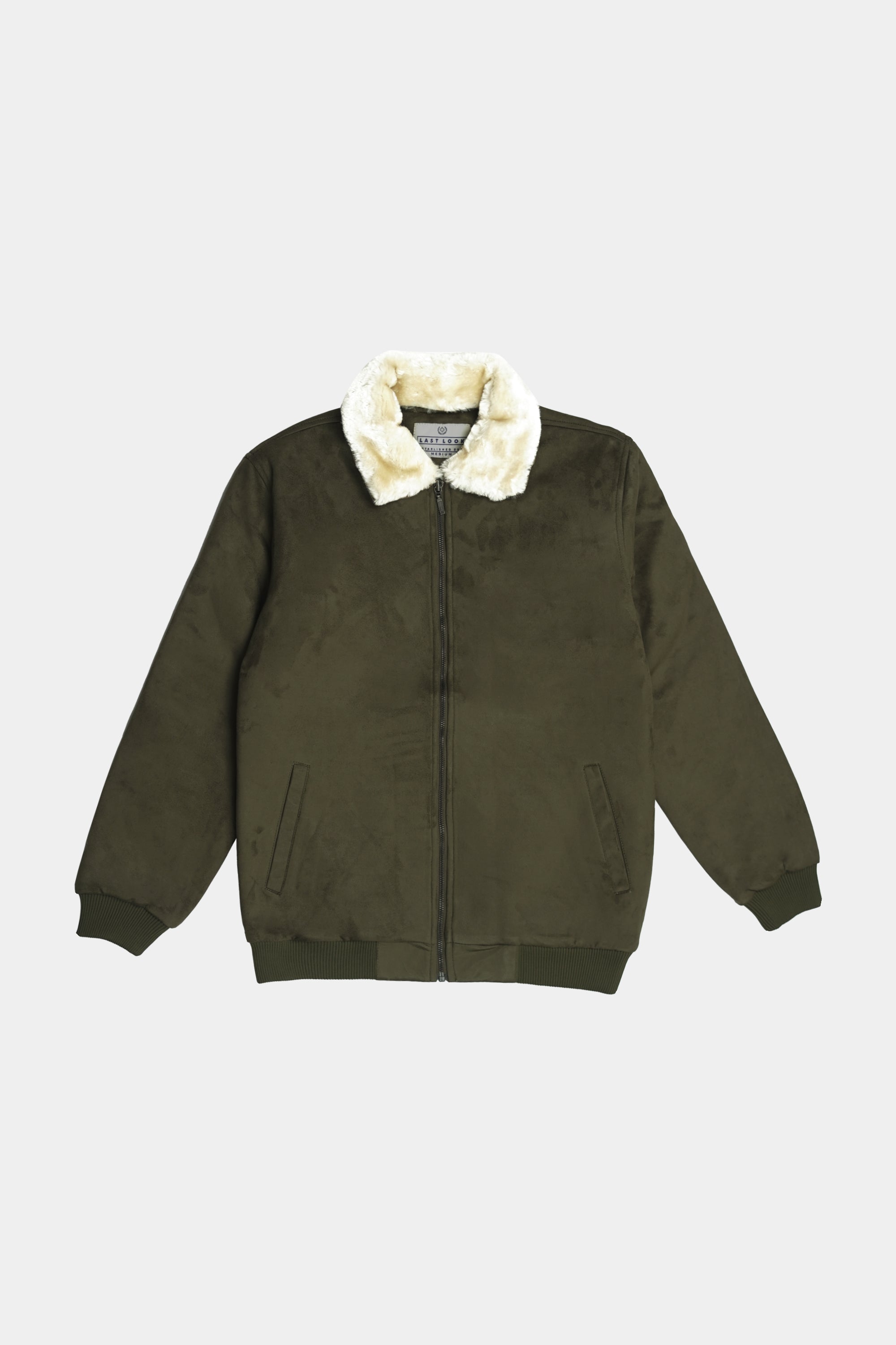 Olive Men Suede Jacket