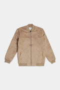 Beige Men Suede Jacket