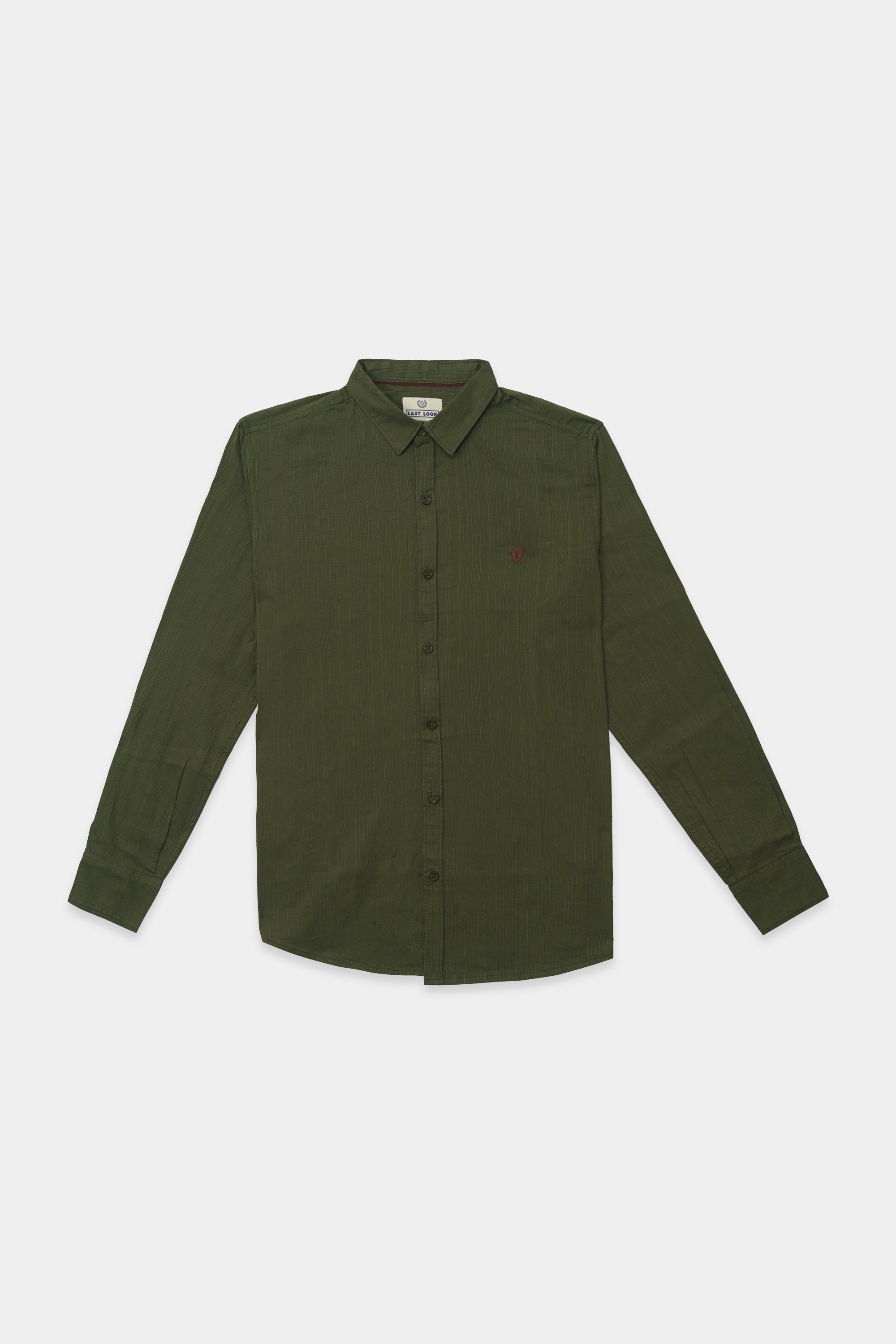 Olive Casual Dress Shirt Men