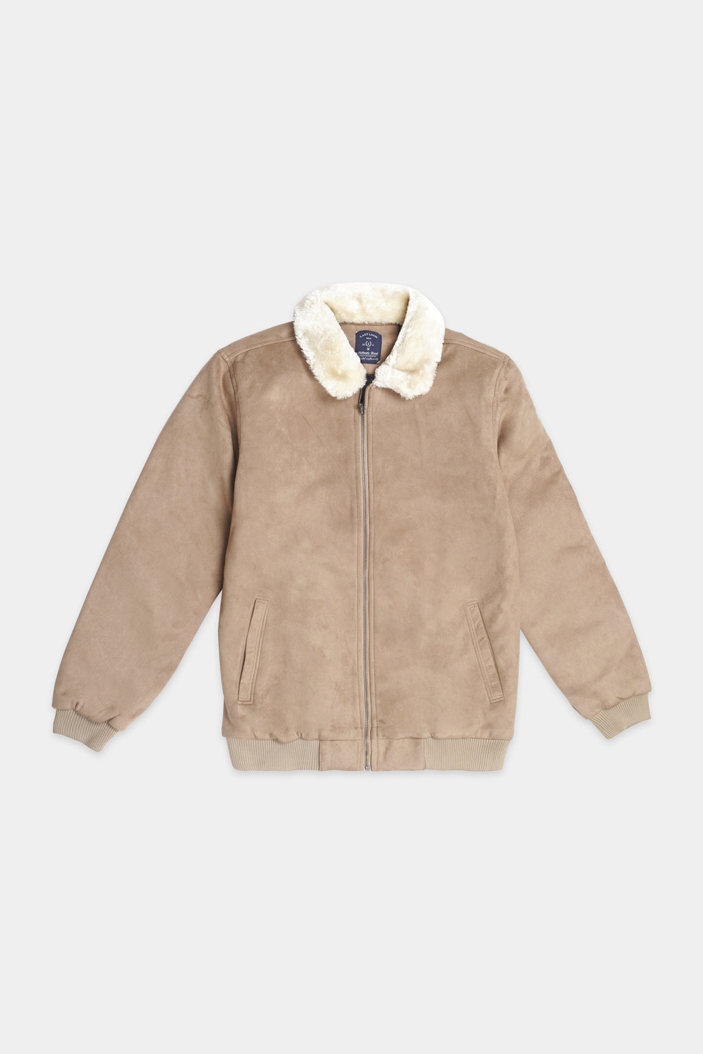 Beige Men Suede Jacket