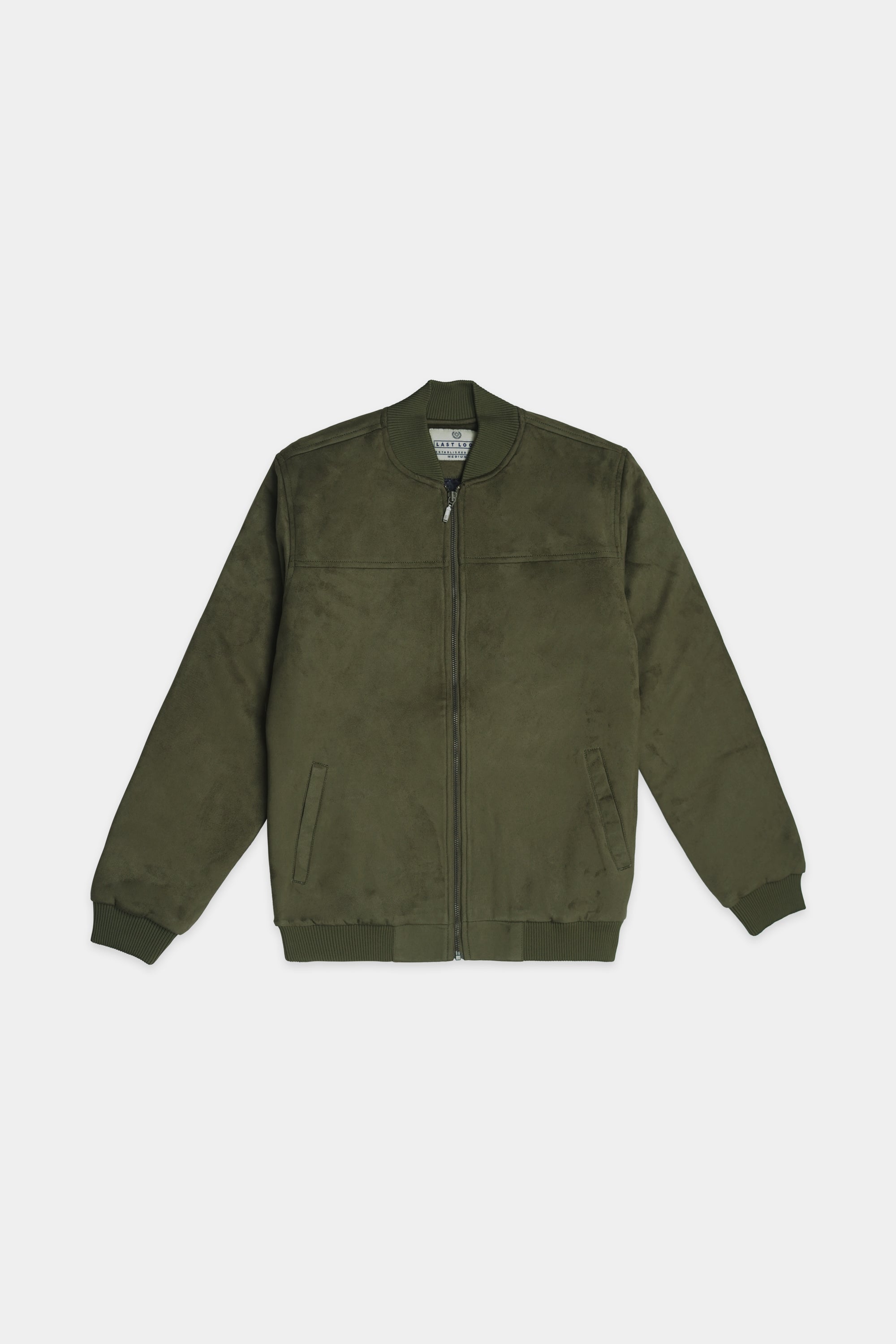 Olive Men Suede Jacket