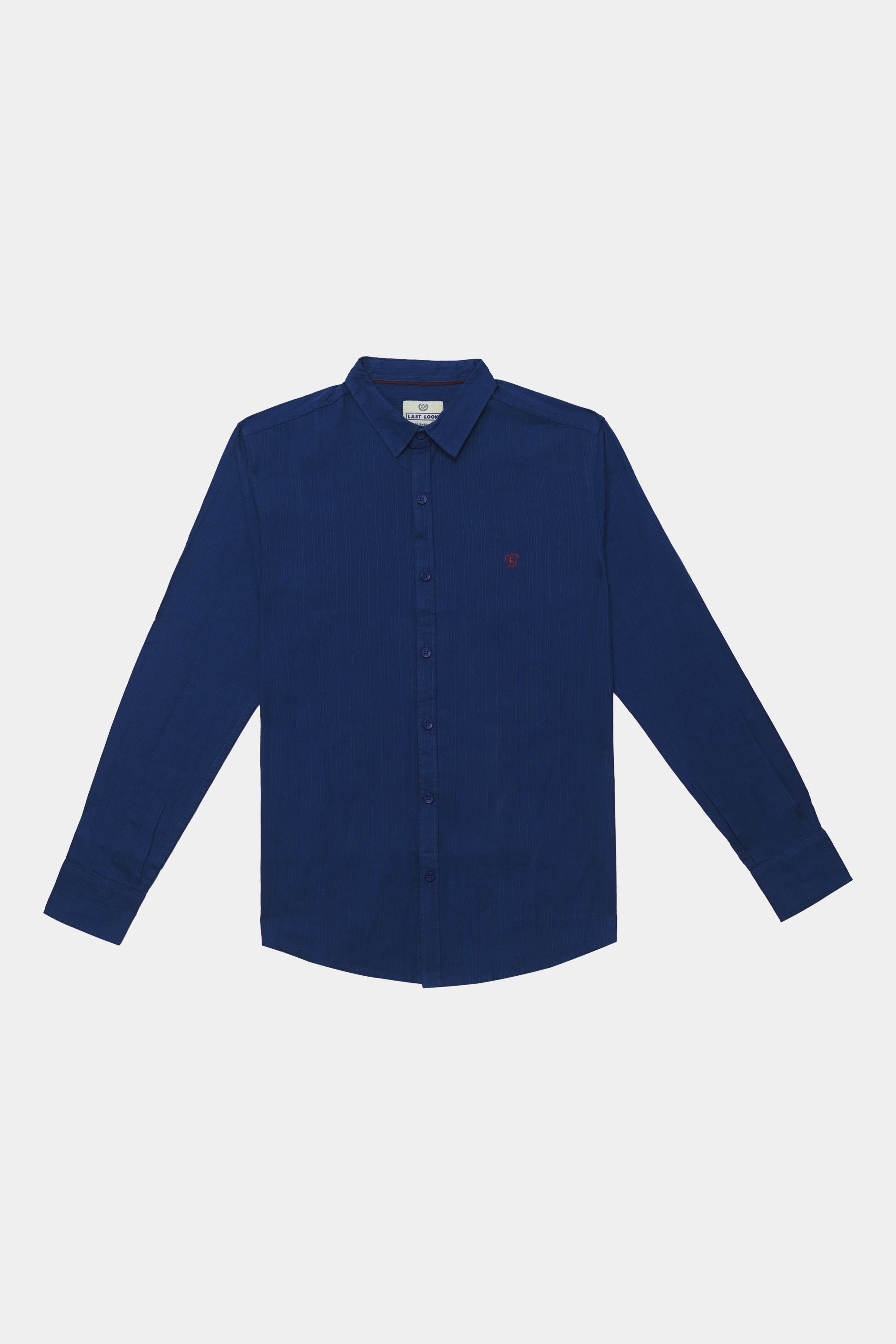 Dark Blue Casual Dress Shirt Men