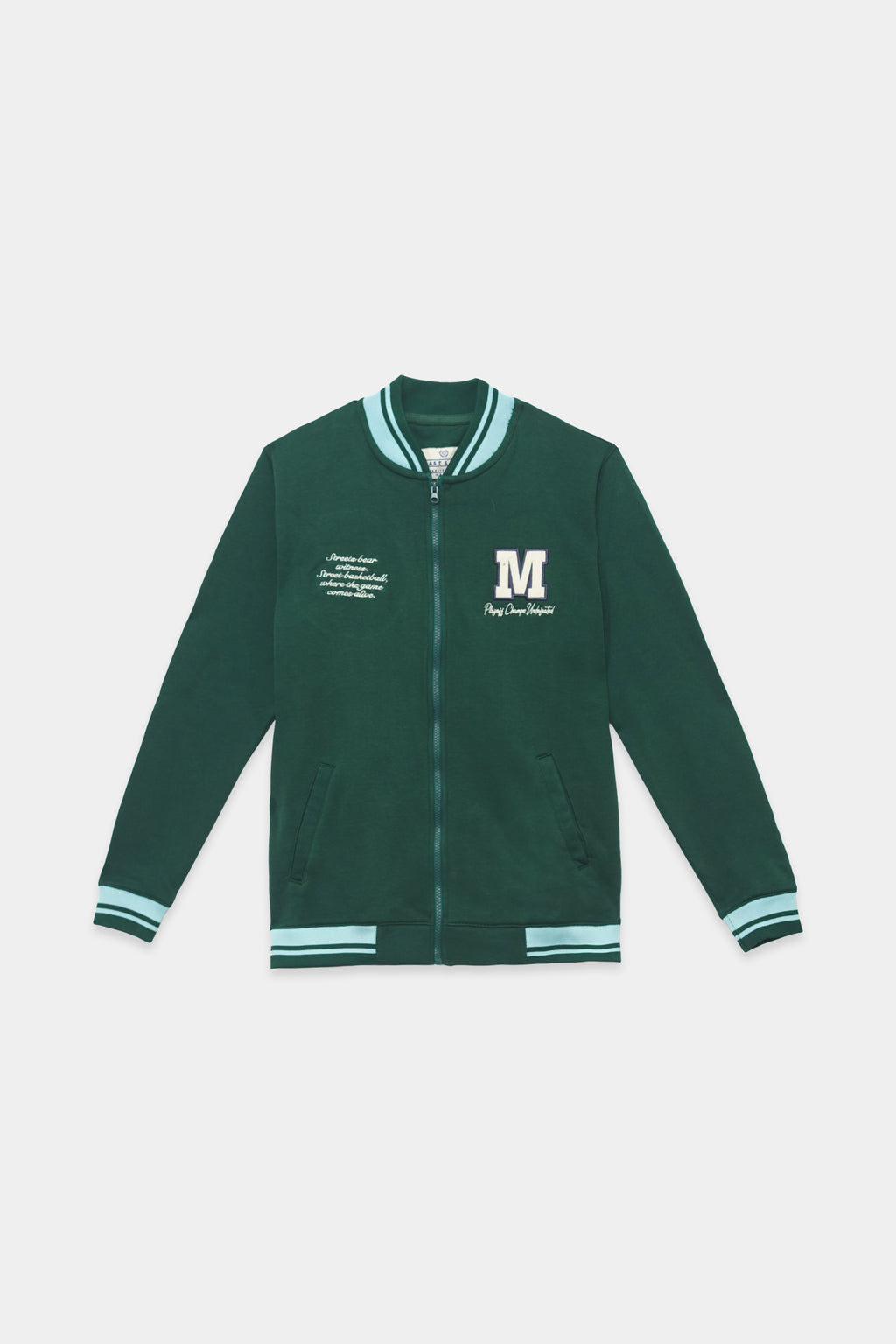 Forest Green & Aqua Trim Zipper Men