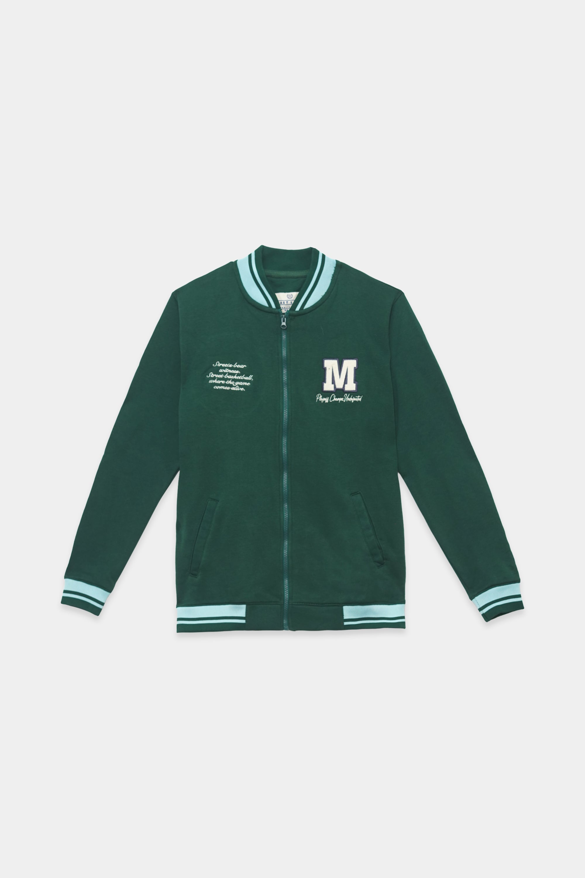 Forest Green & Aqua Trim Zipper Men